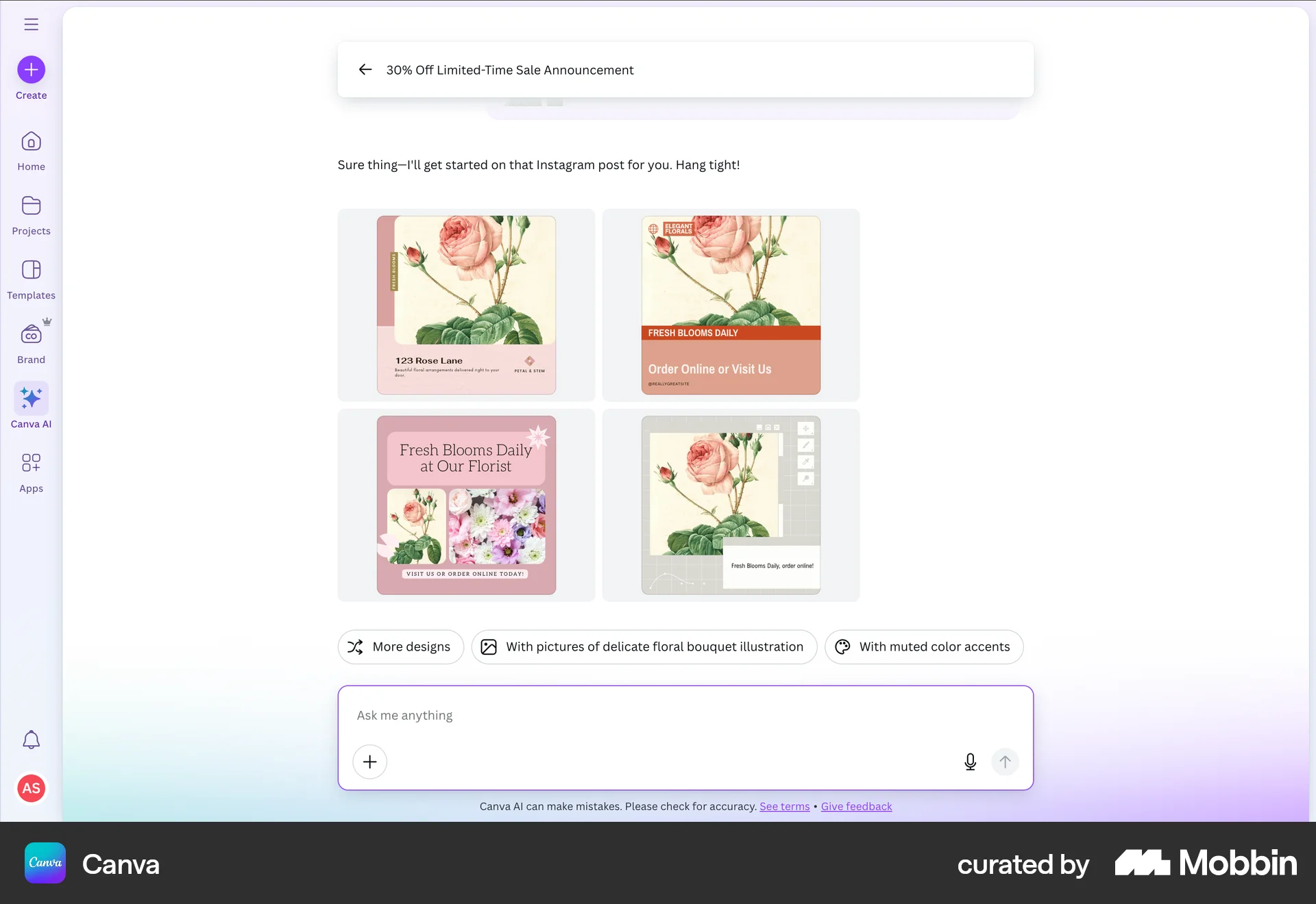 Canva Web Suggestions & Similar Items screen