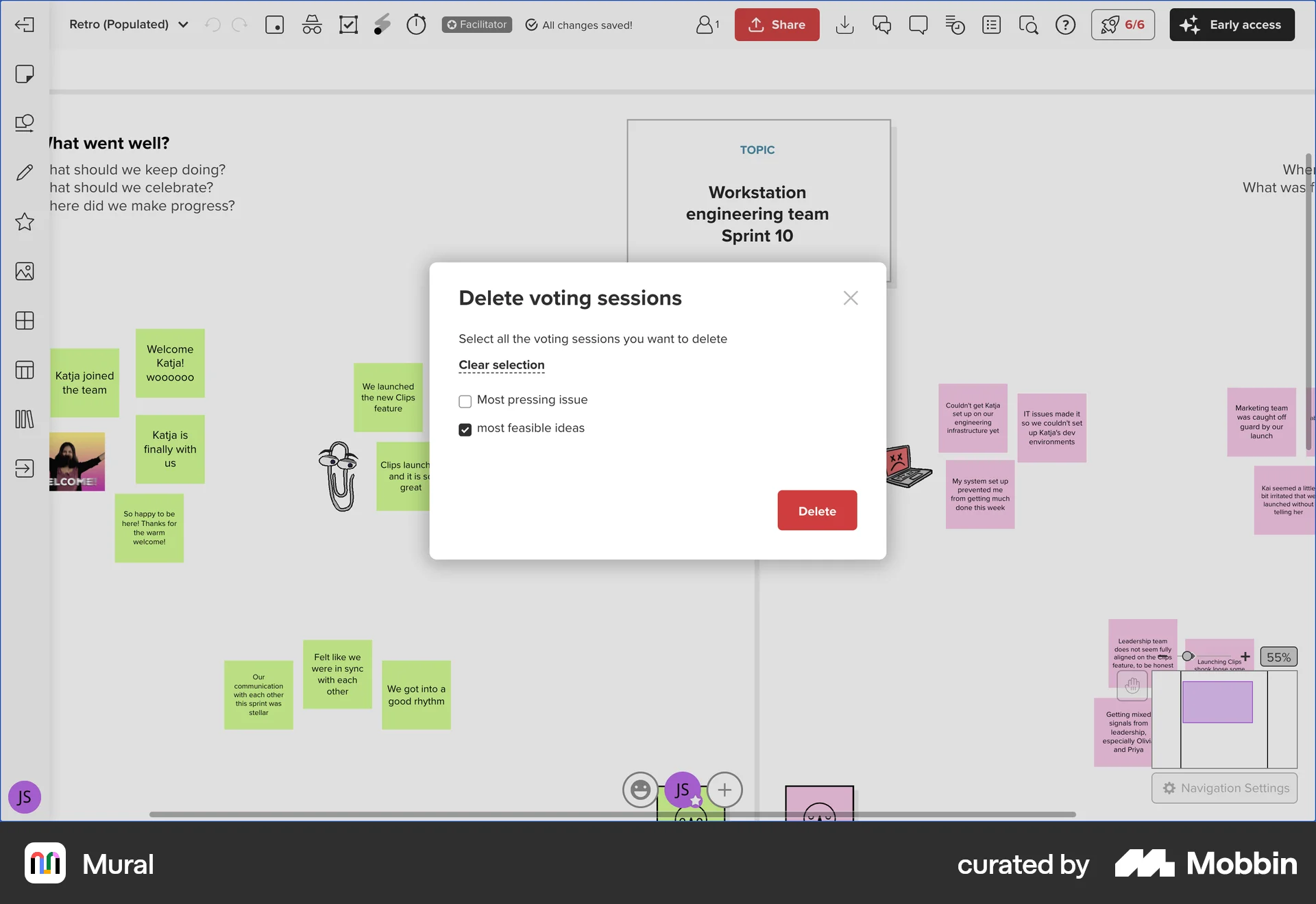 Mural Web Delete screen