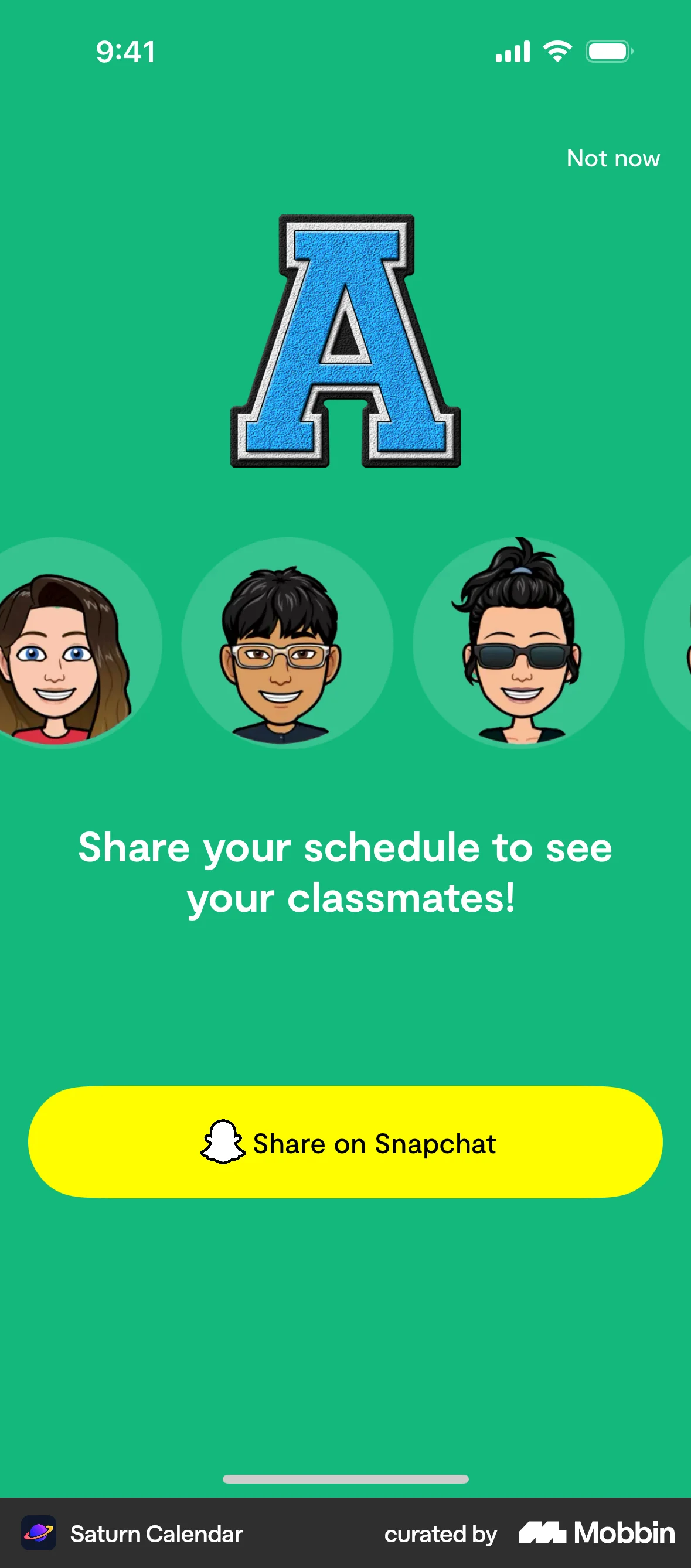 Saturn Calendar iOS Share screen
