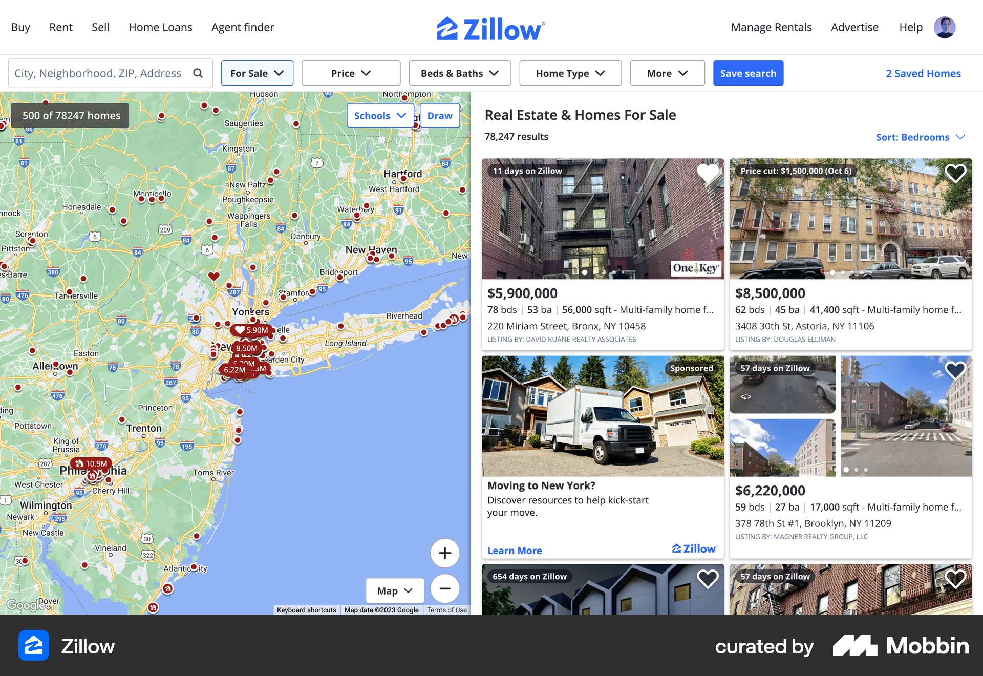 Zillow Web Real Estate App screen