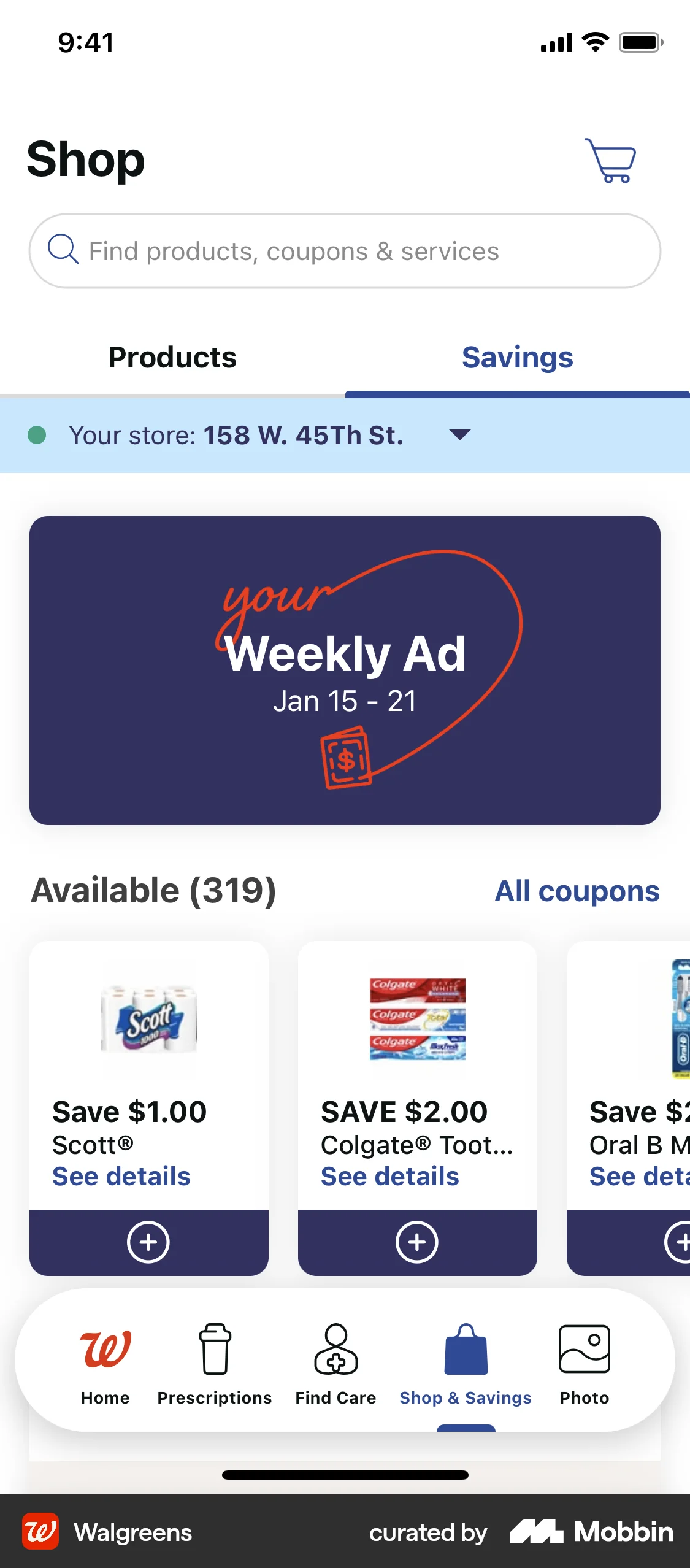 Walgreens iOS screen containing Banner UI element
