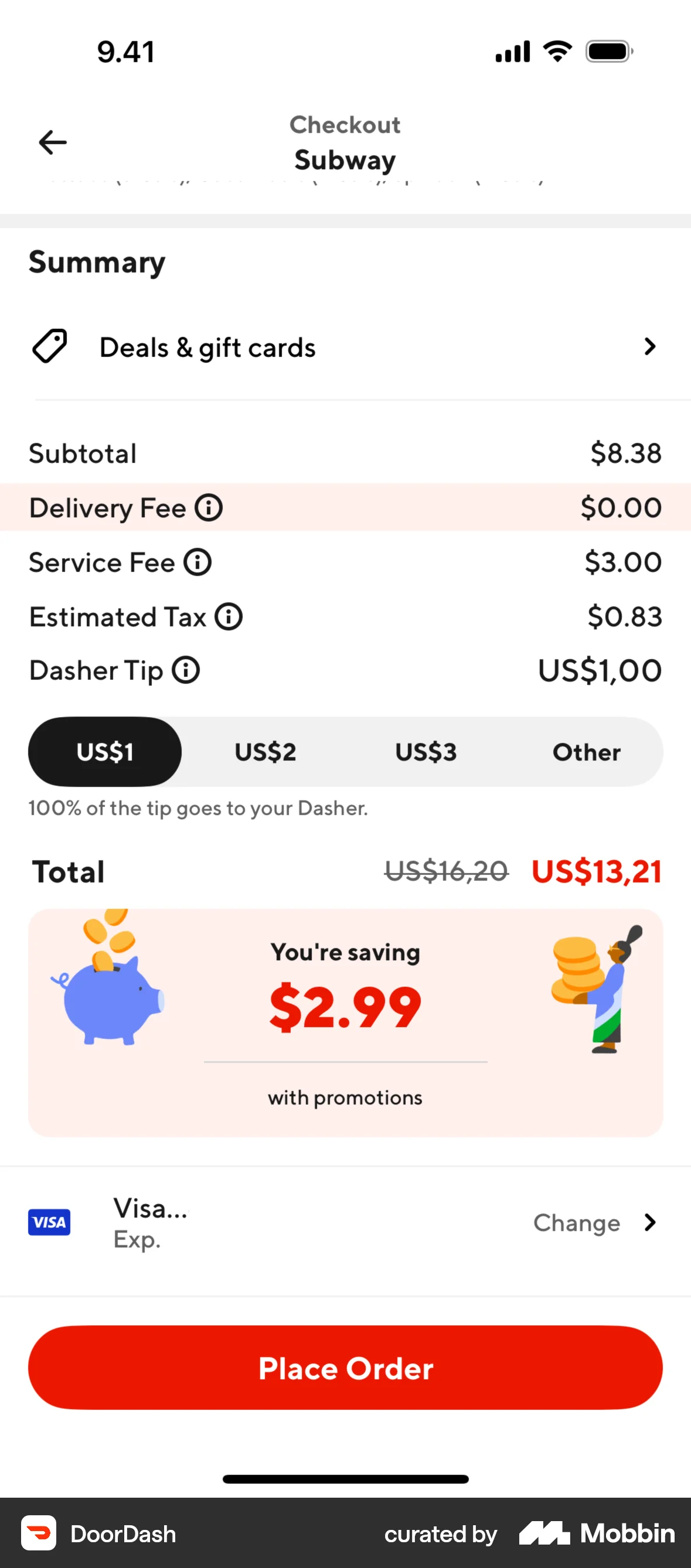 DoorDash iOS Checkout screen