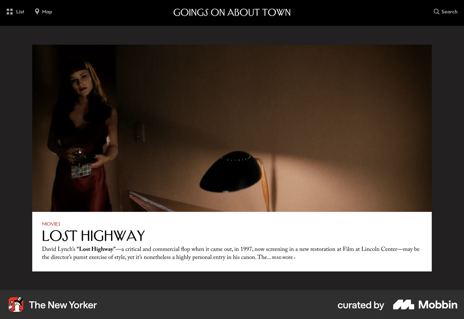 The New Yorker Web News Feed screen
