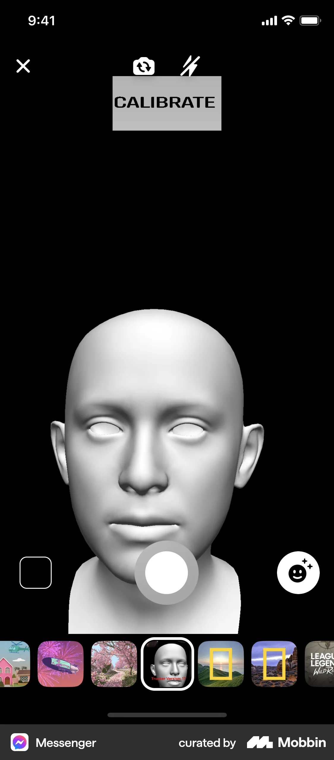 Messenger iOS Filters & Stickers screen