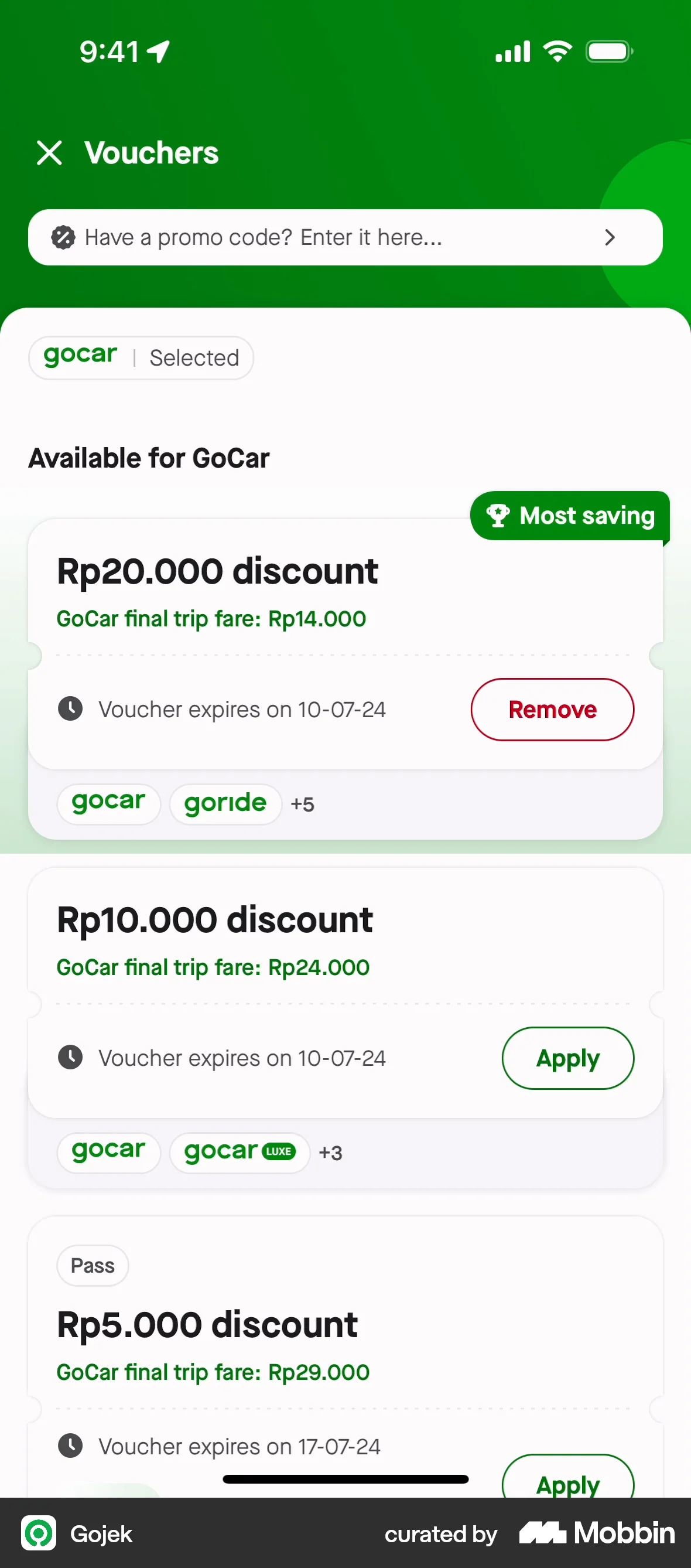 Gojek iOS screen containing Full-Screen Overlay UI element
