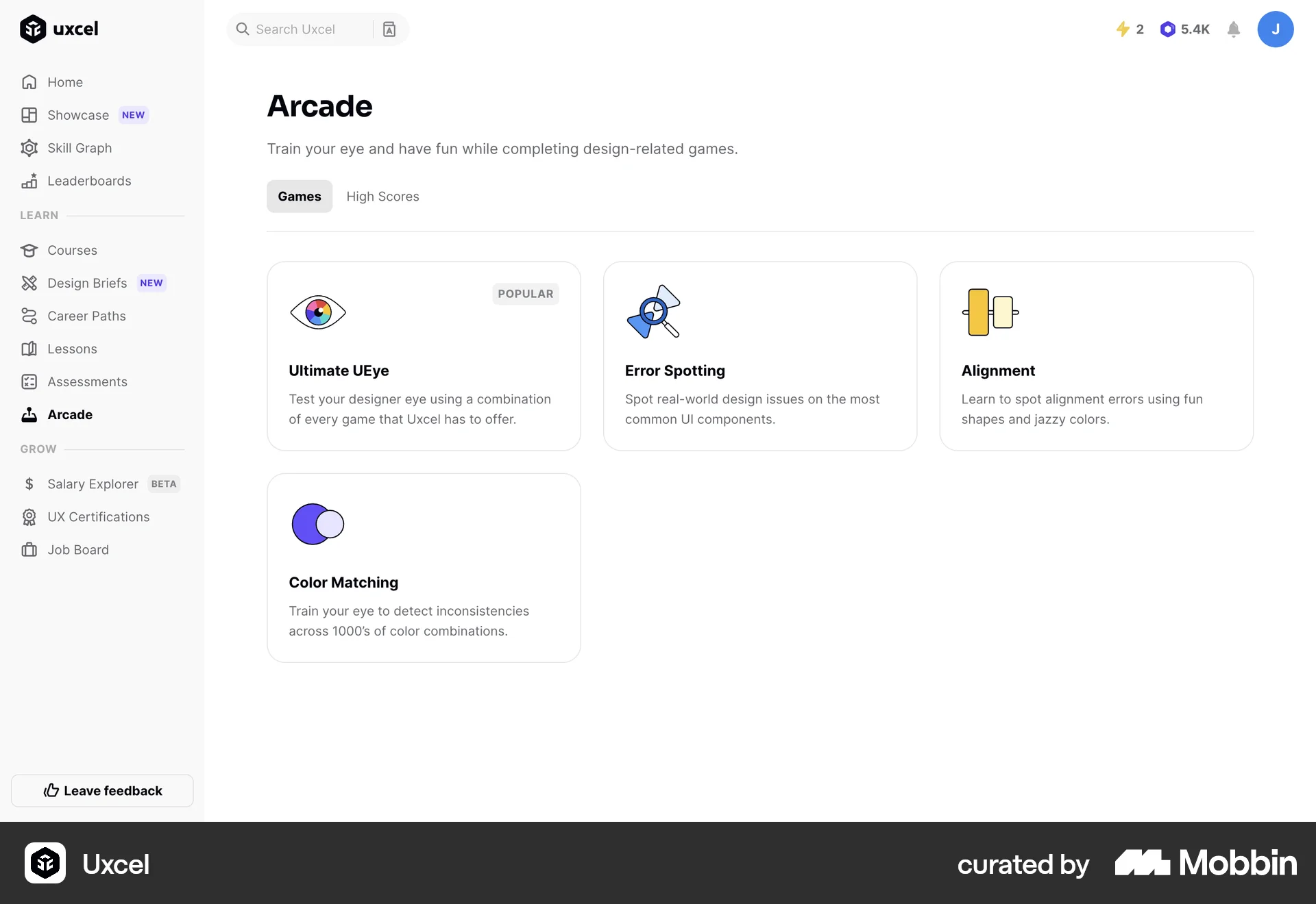 Uxcel Web Misc screen