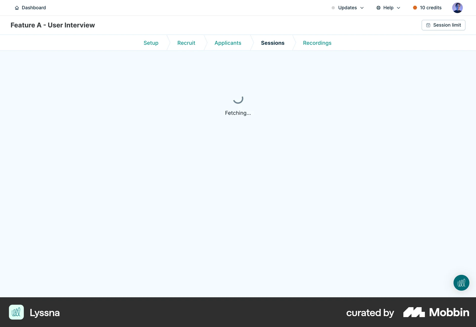 Lyssna Web screen containing Loading Indicator UI element
