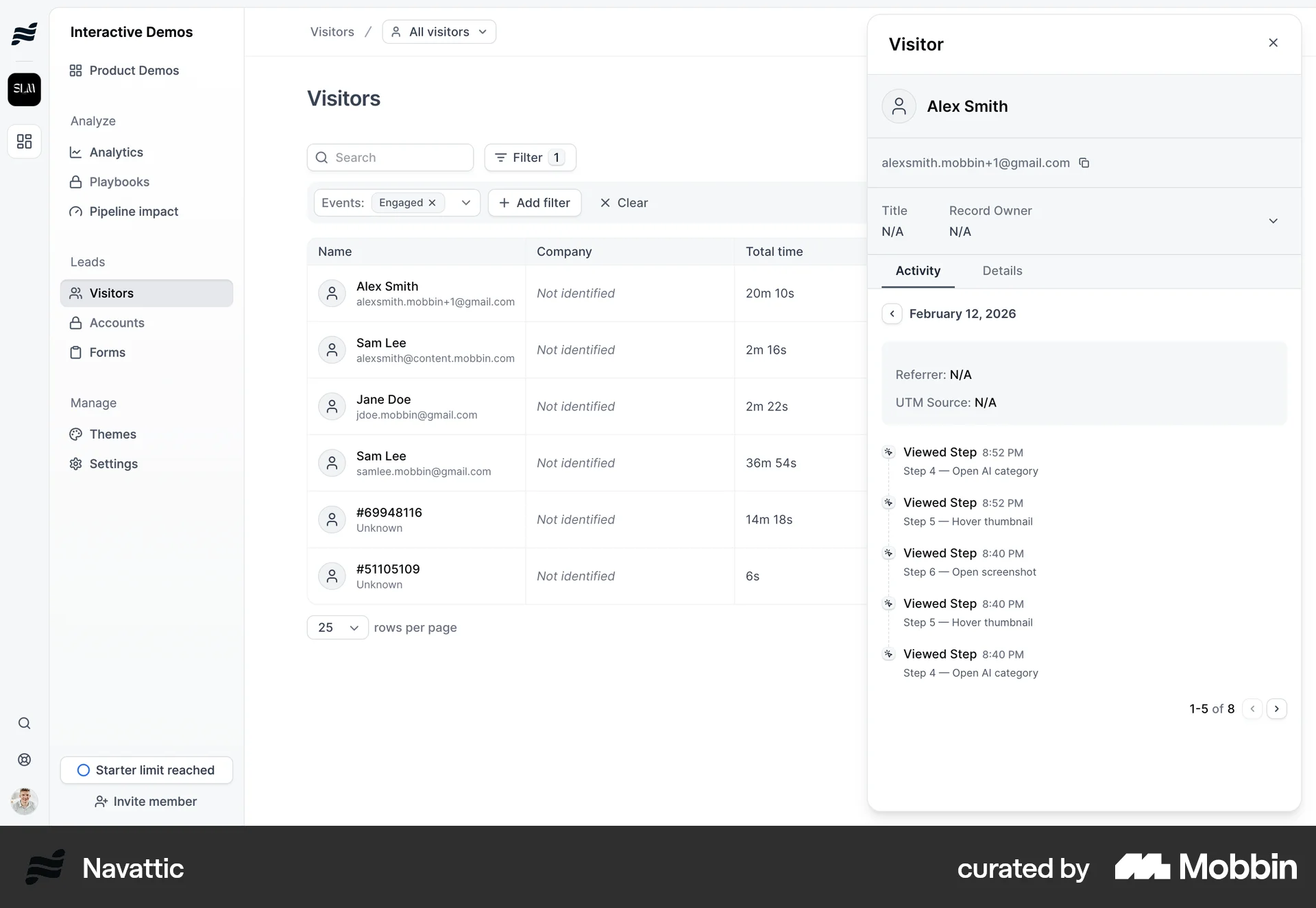 Navattic Web screen containing Pagination UI element