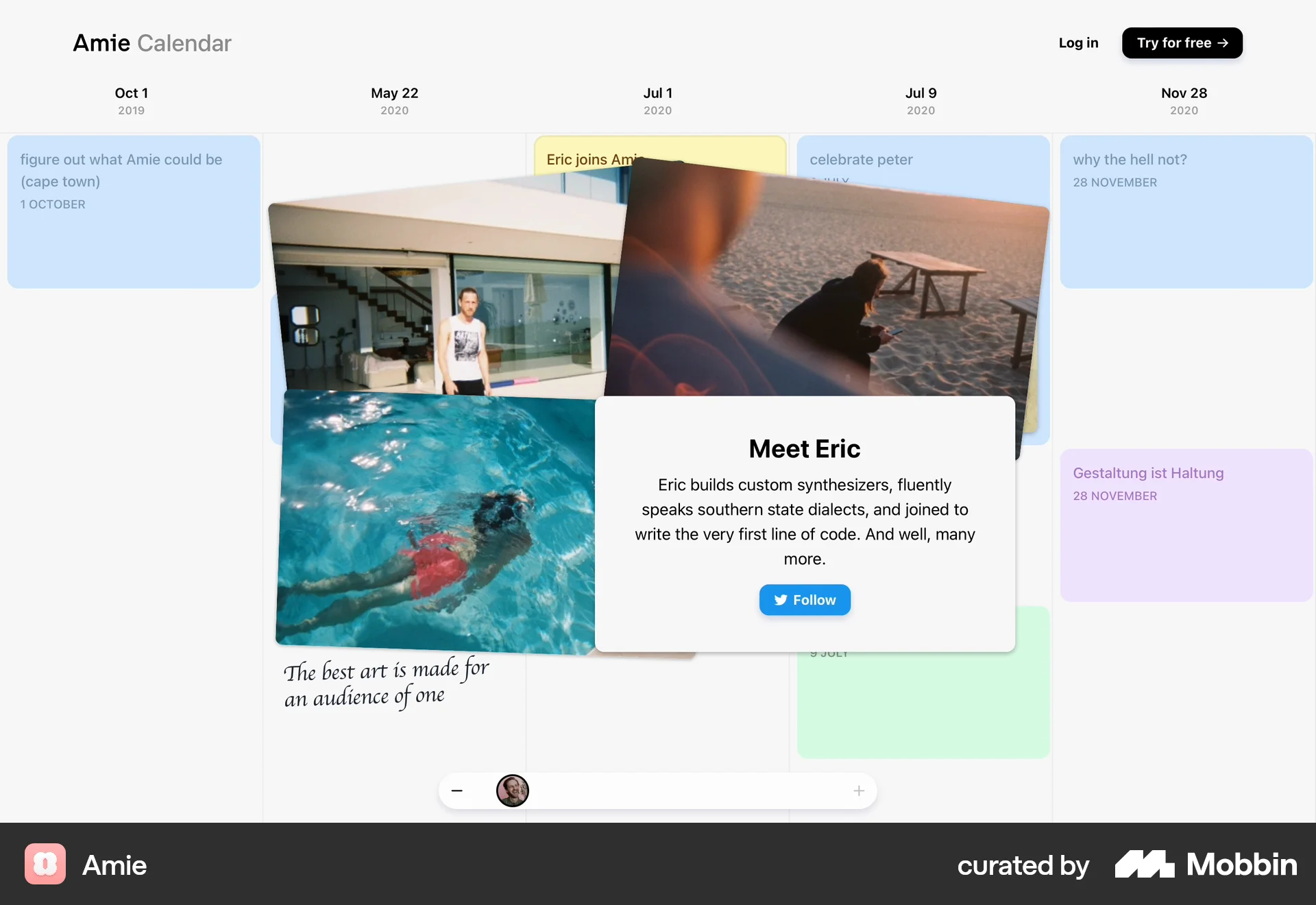Amie Web screen containing Gallery UI element