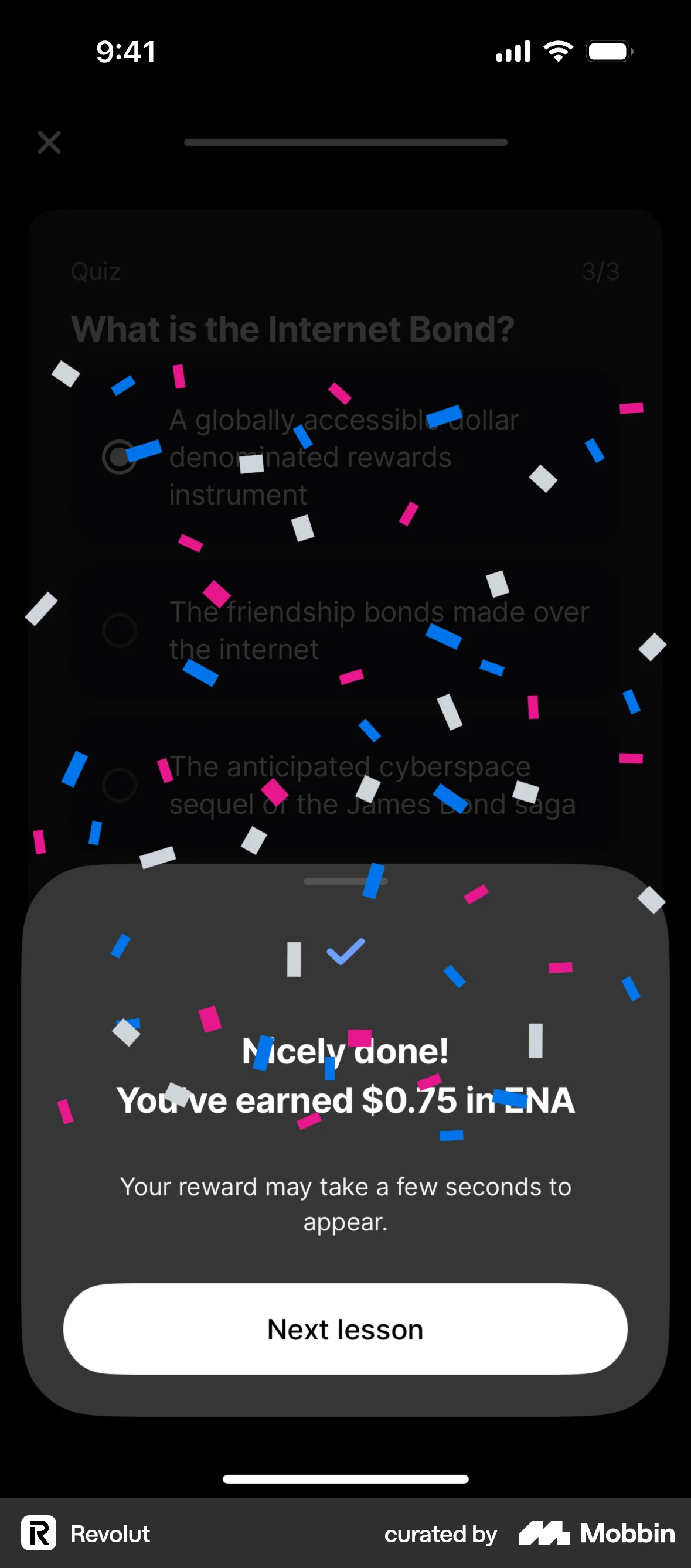 Revolut iOS Confetti screen