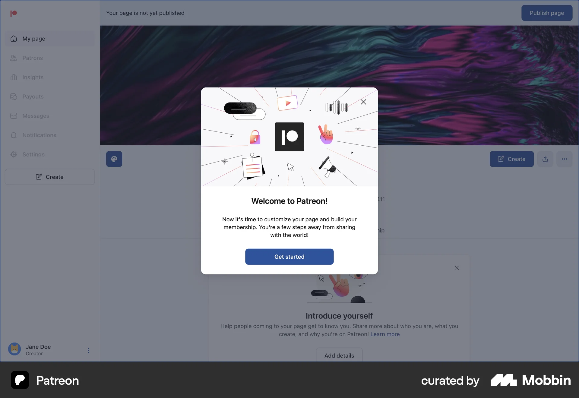 Patreon Web Account Setup screen