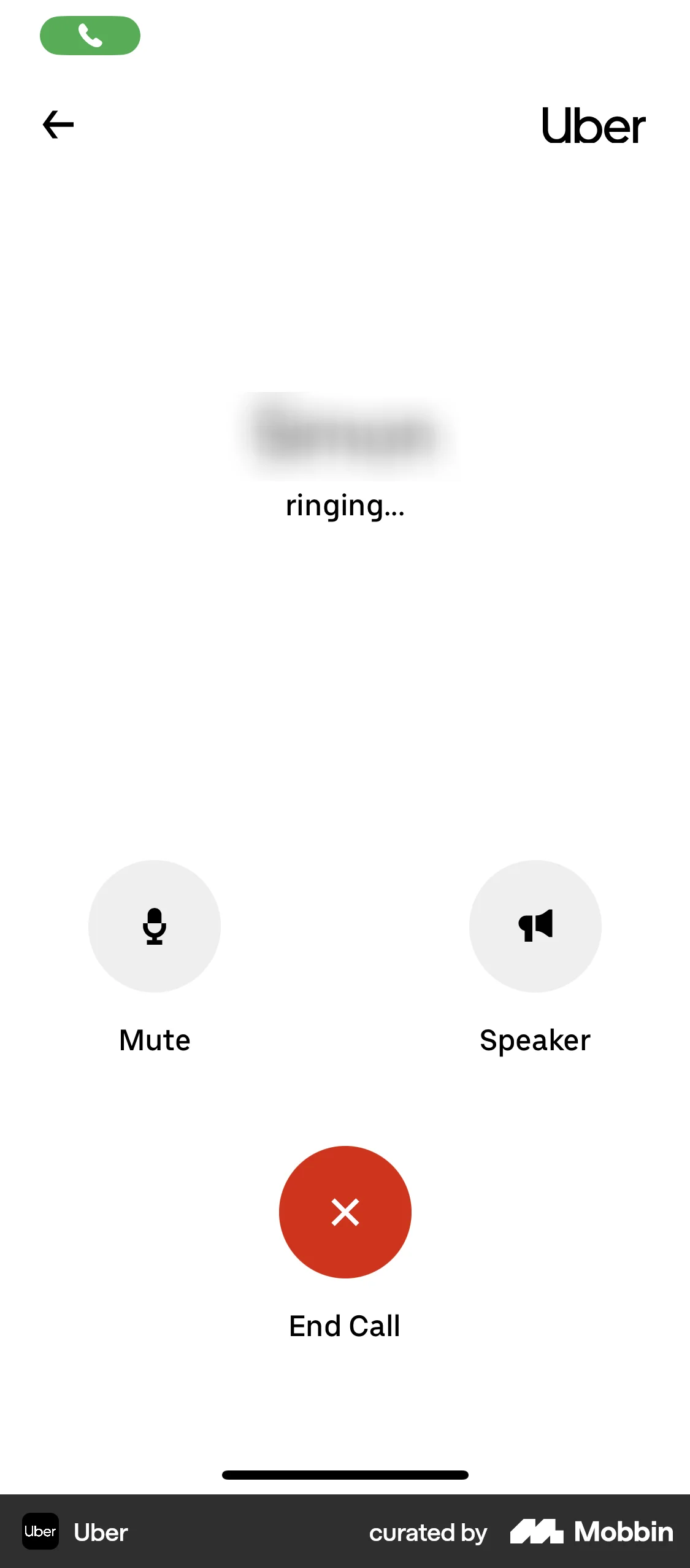 Uber iOS Call screen