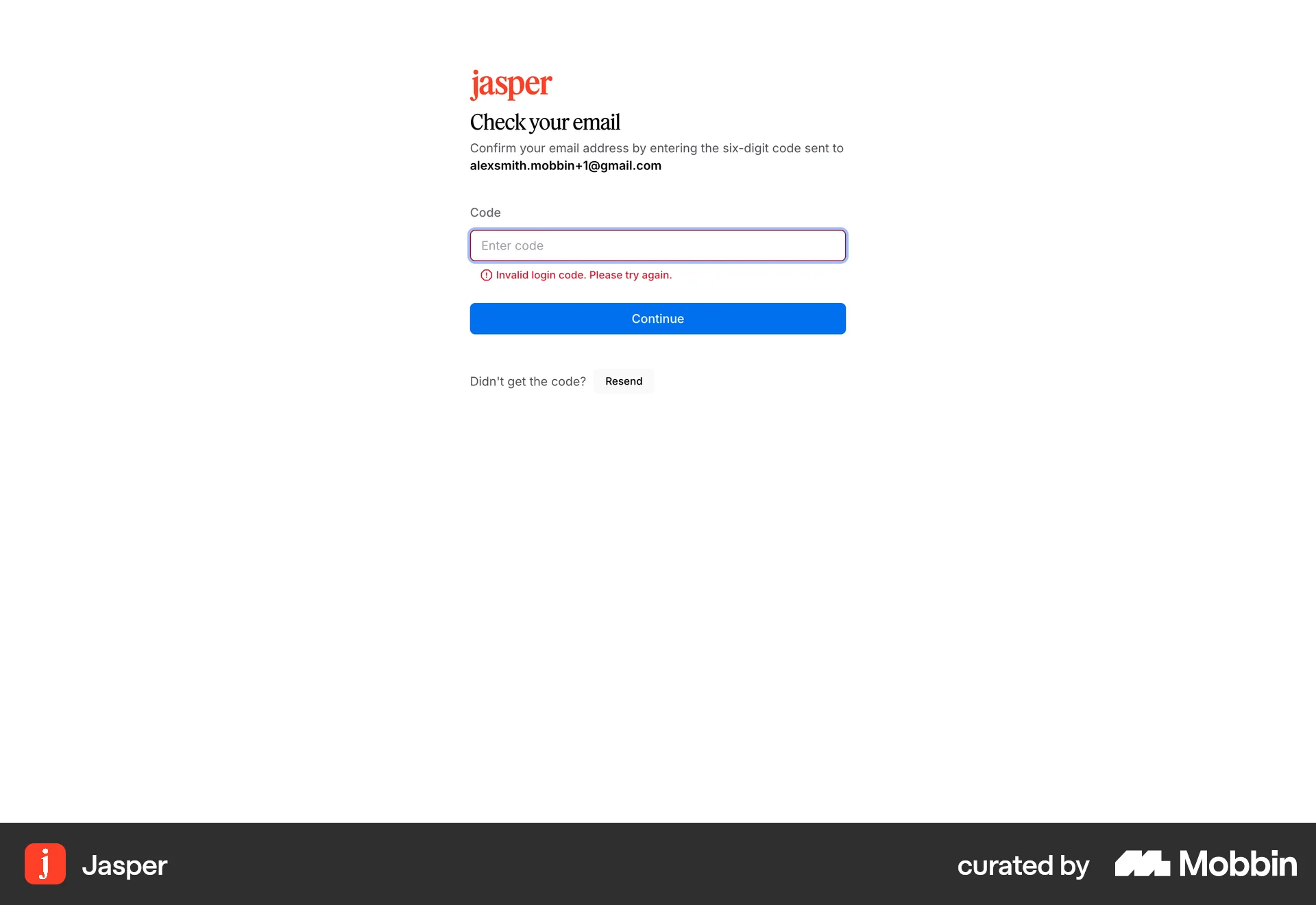 Jasper Web Error screen