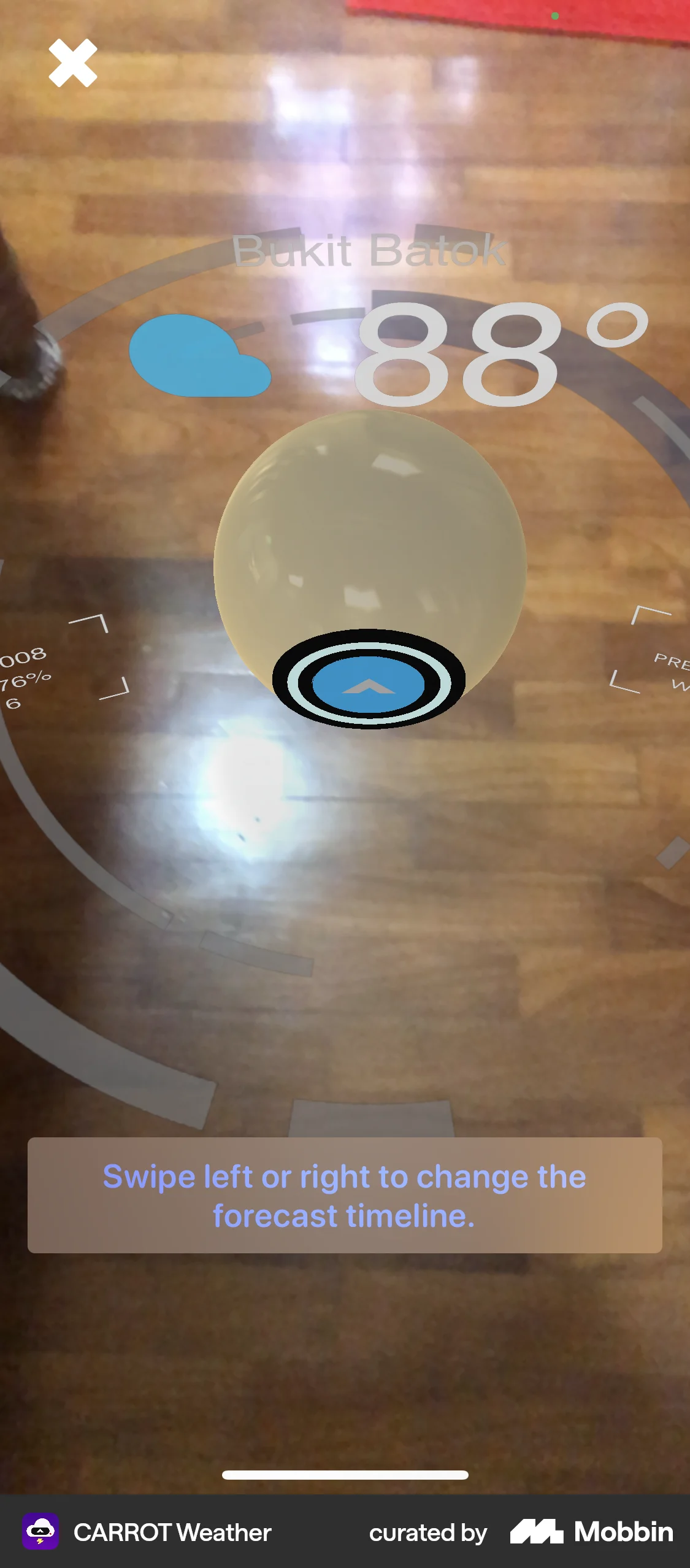 CARROT Weather iOS Augmented Reality screen