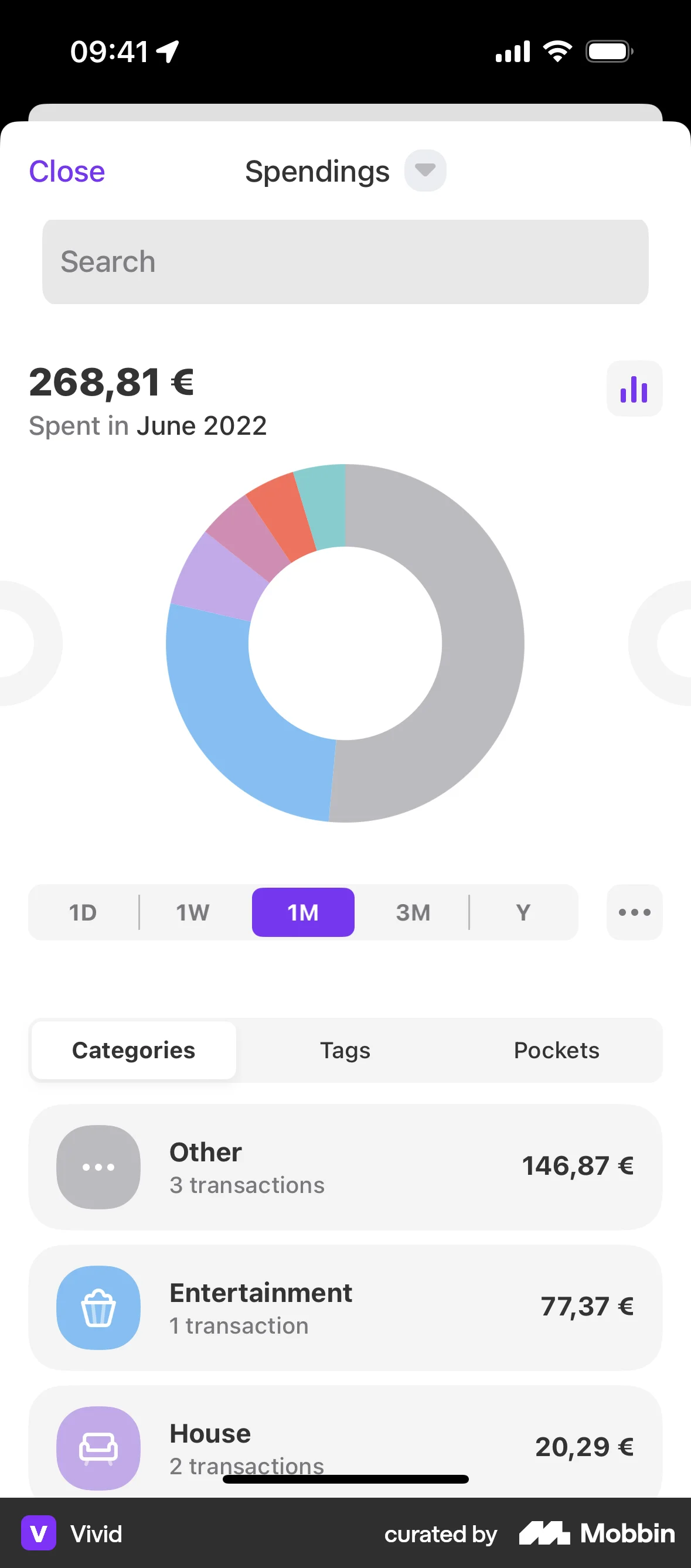 Vivid iOS Spending Overview | Mobbin