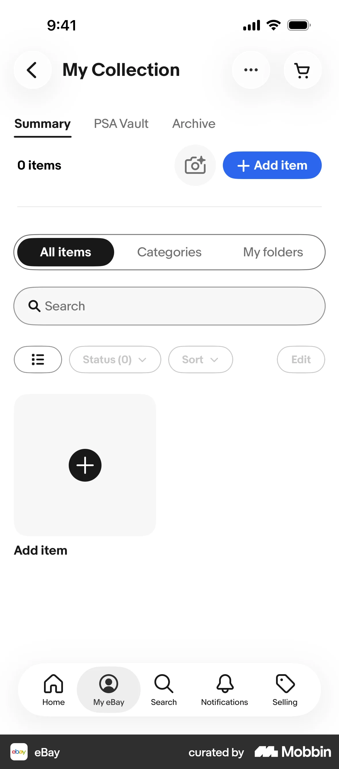 eBay iOS Empty State screen