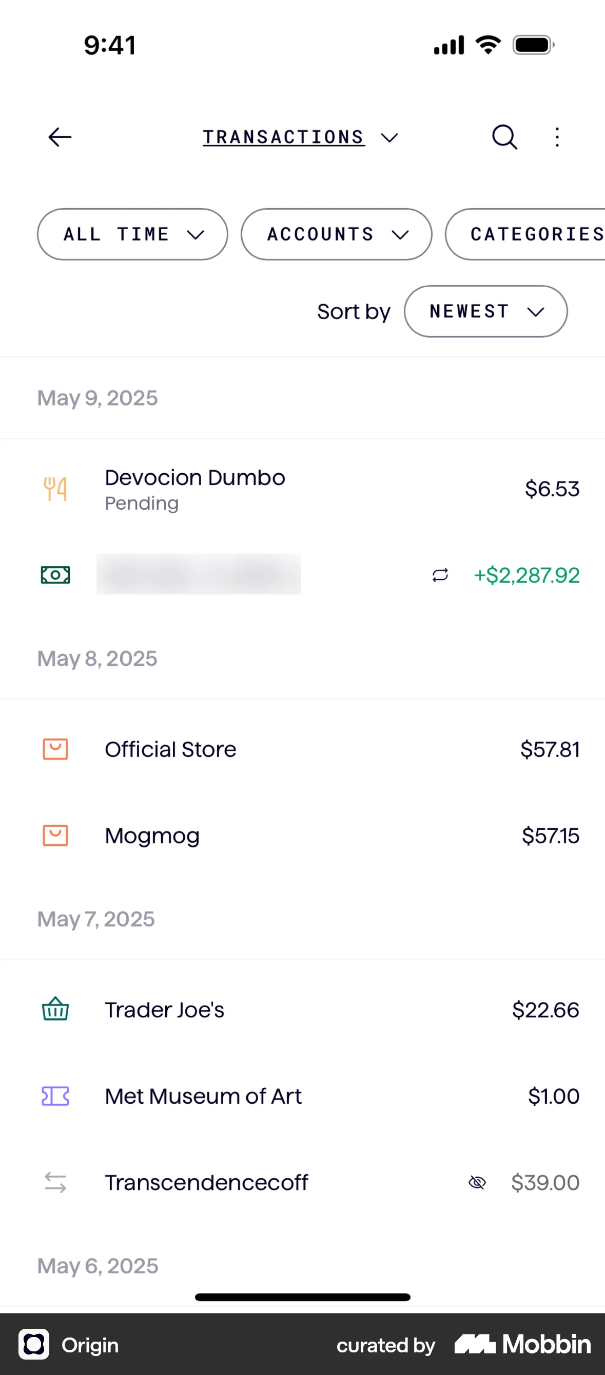 Origin iOS Date & Time screen