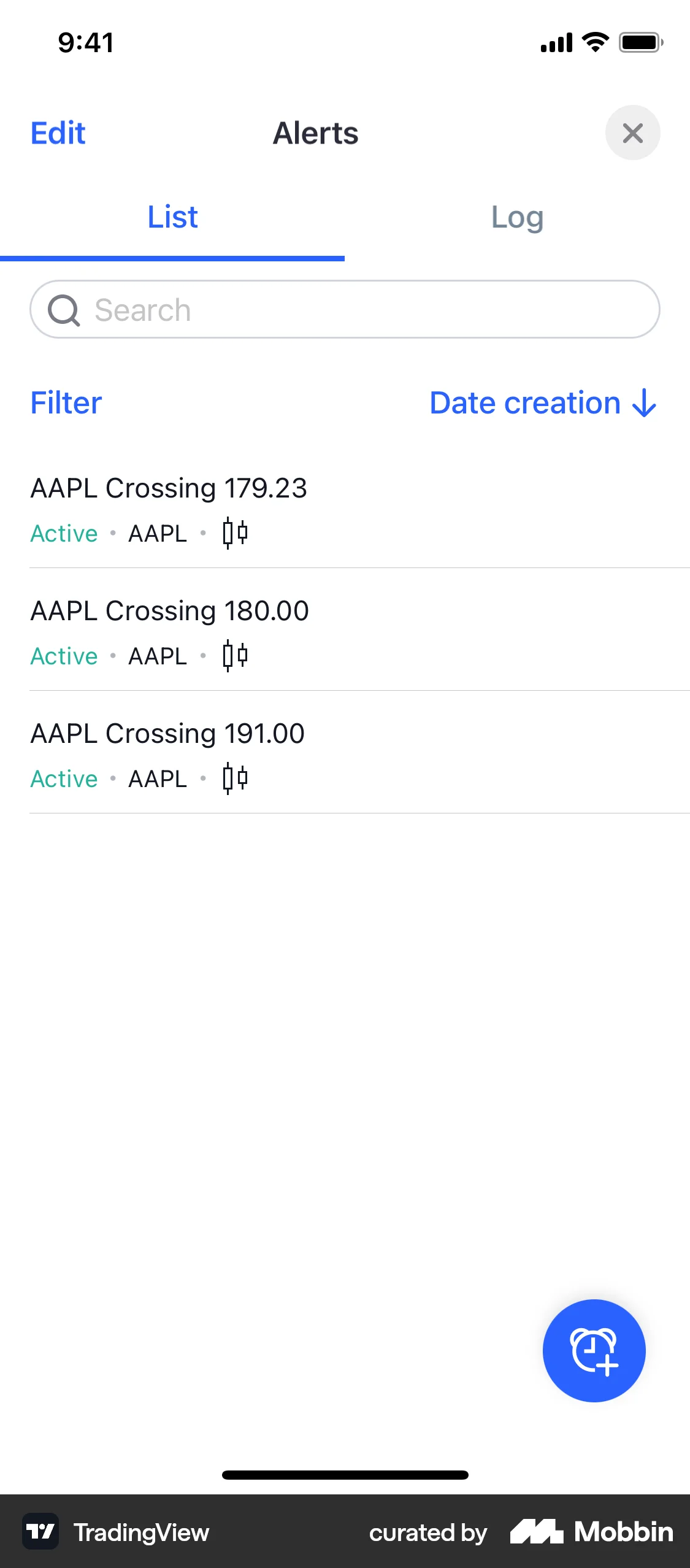 TradingView iOS Reminder screen