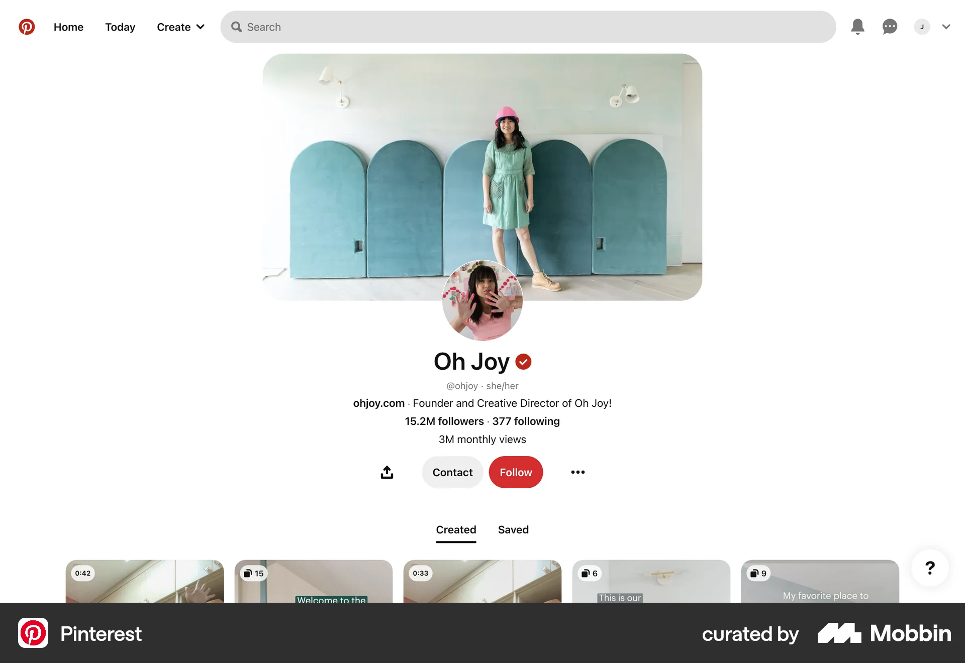 Pinterest Web Social Networking App screen