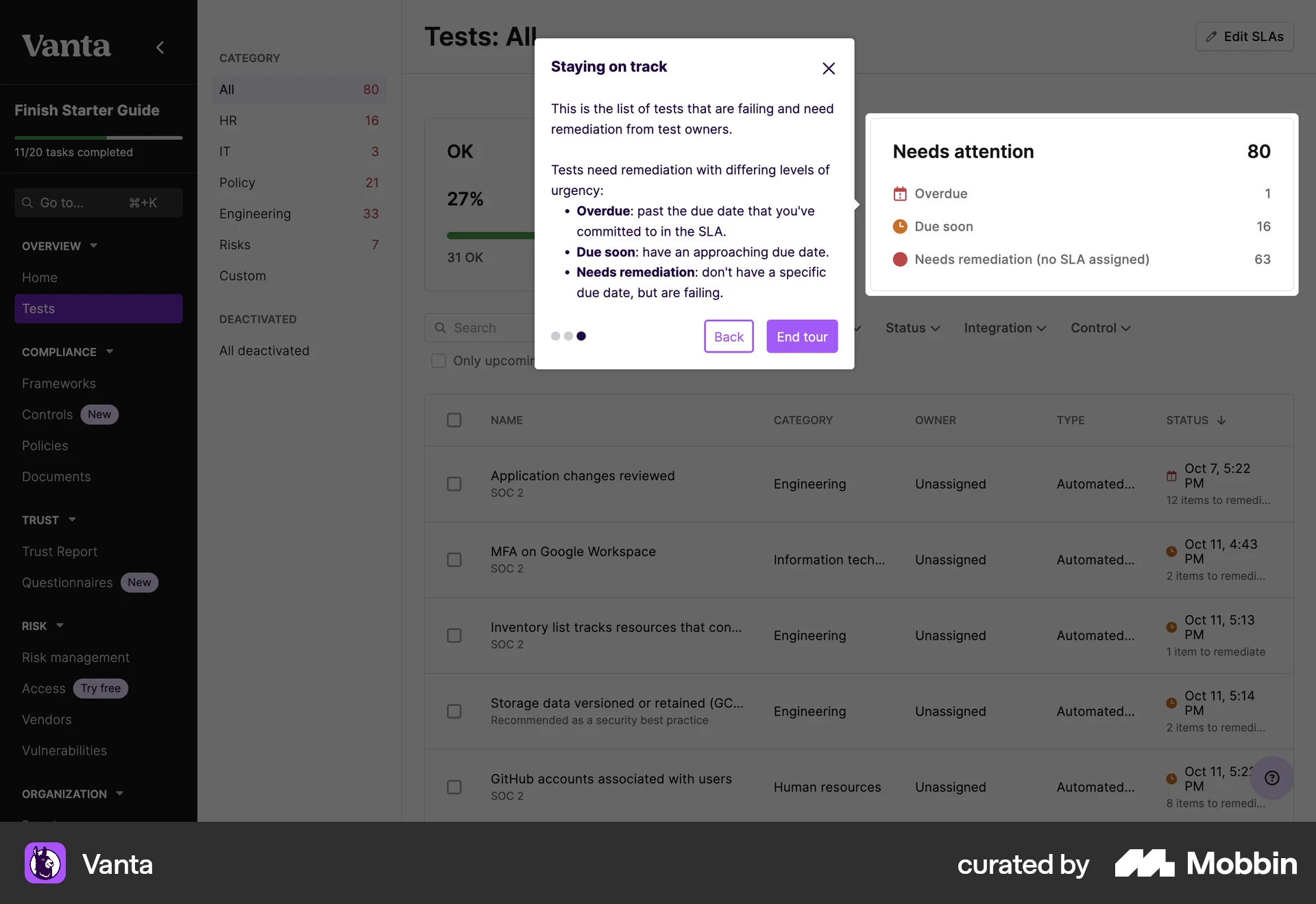 Vanta Web screen containing Coach Marks UI element