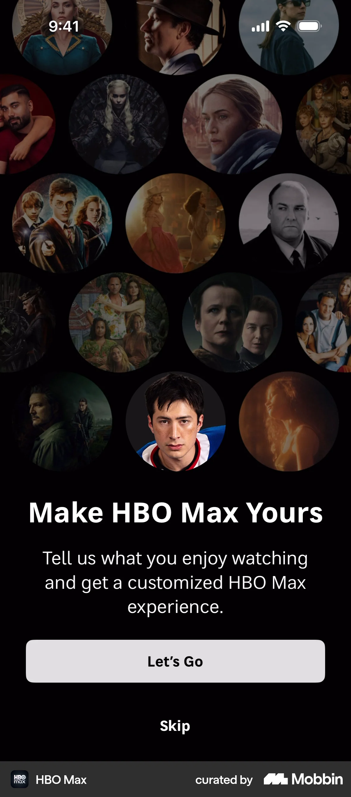 HBO Max Onboarding screen