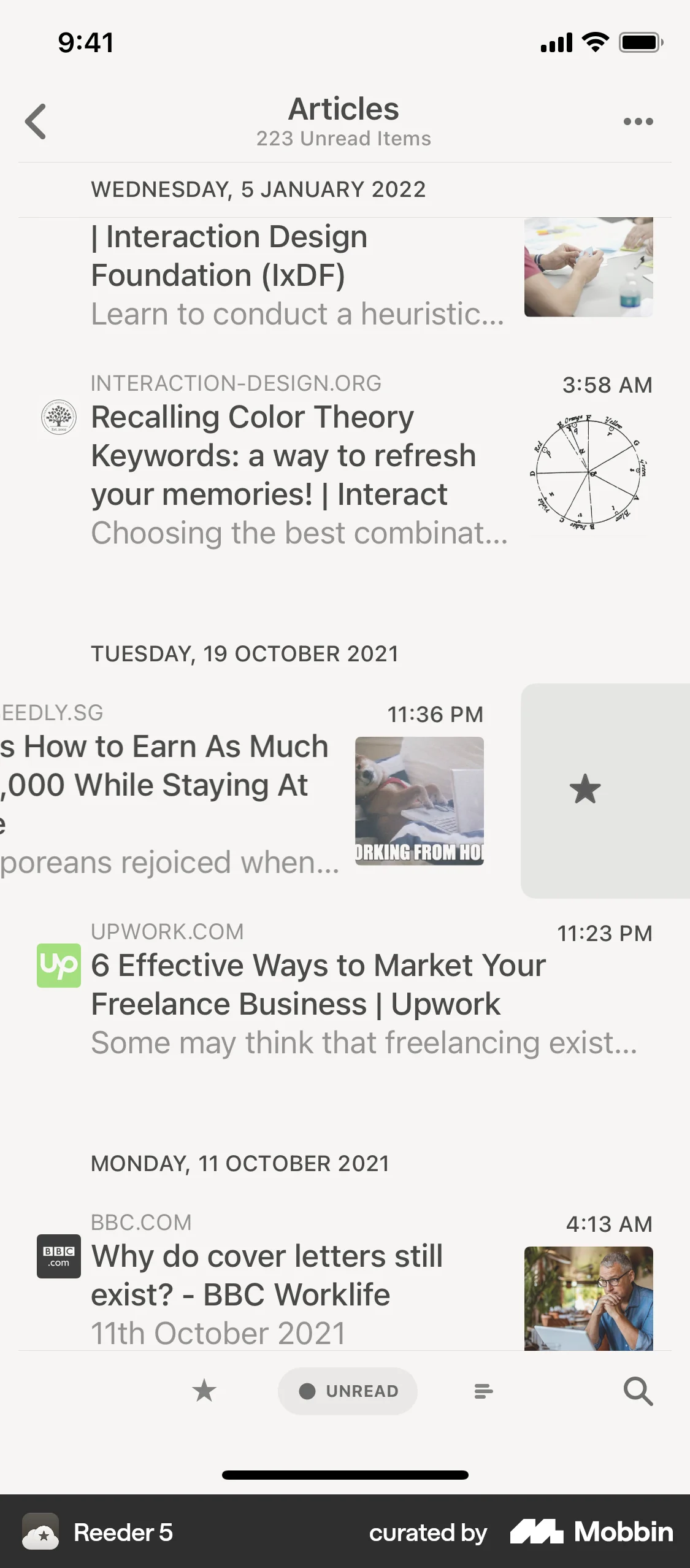 Reeder 5 iOS Save screen