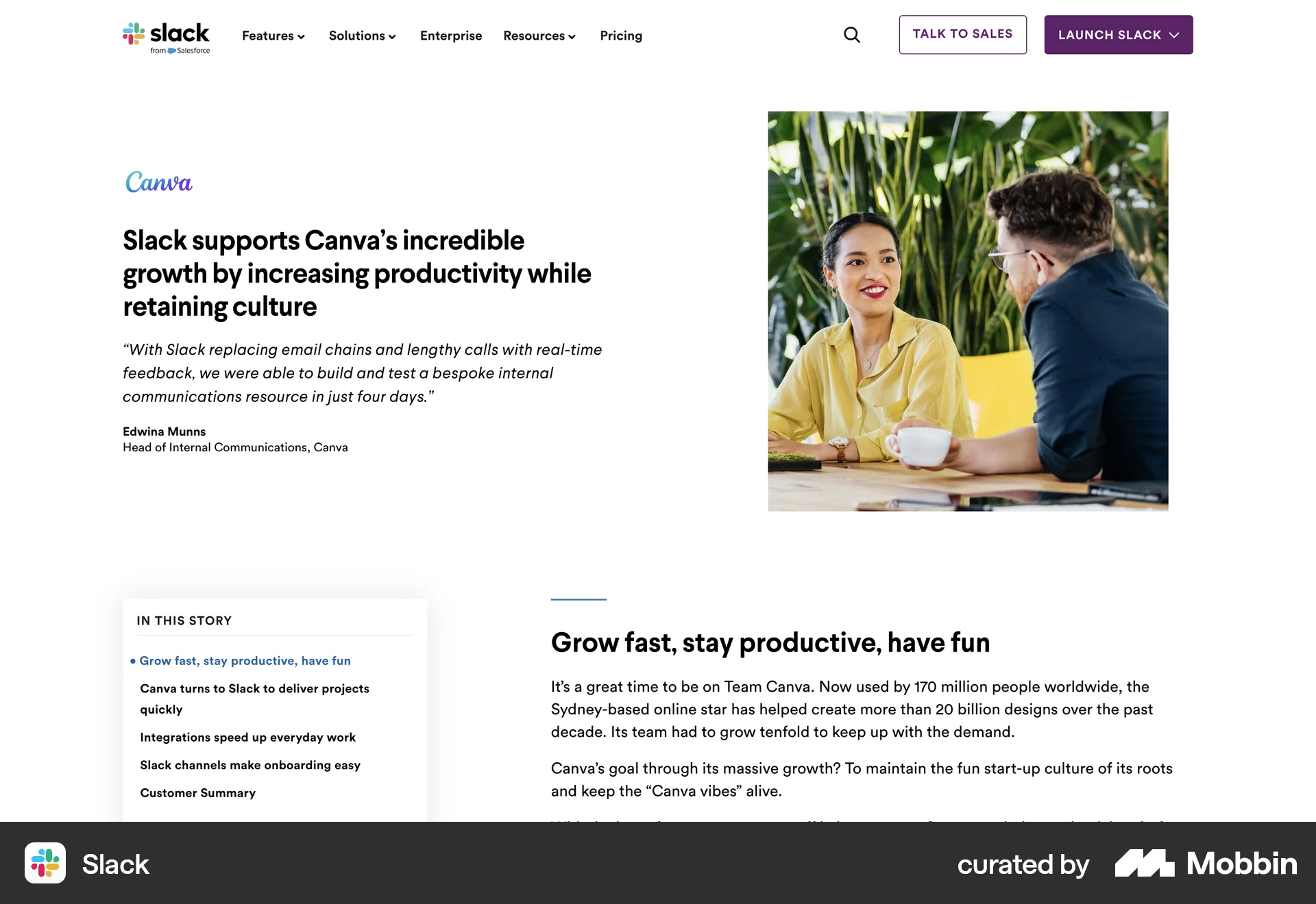 Slack Web Article Detail screen