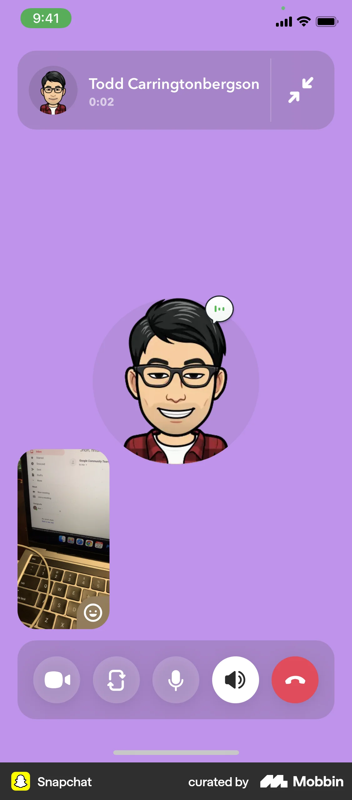 Snapchat iOS Call screen