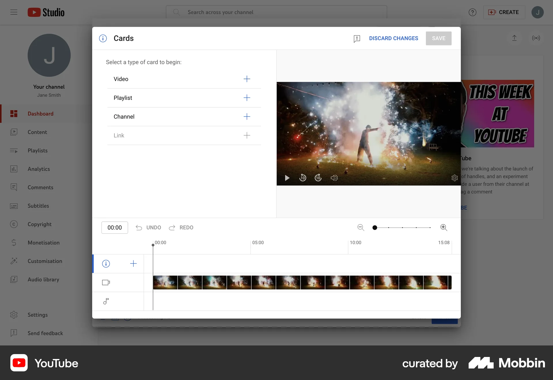 YouTube Web Media Editor screen