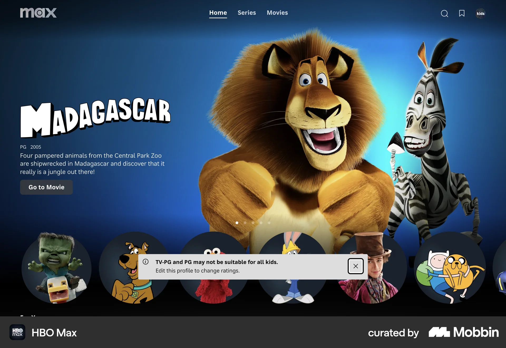 HBO Max Web Entertainment App screen