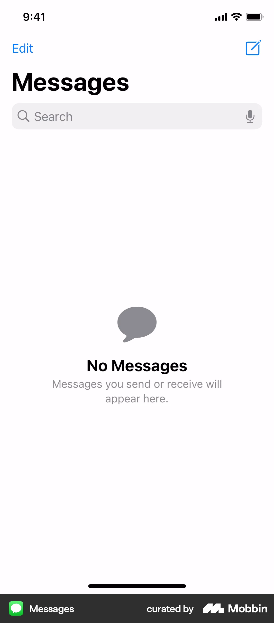 Messages iOS Communication App screen