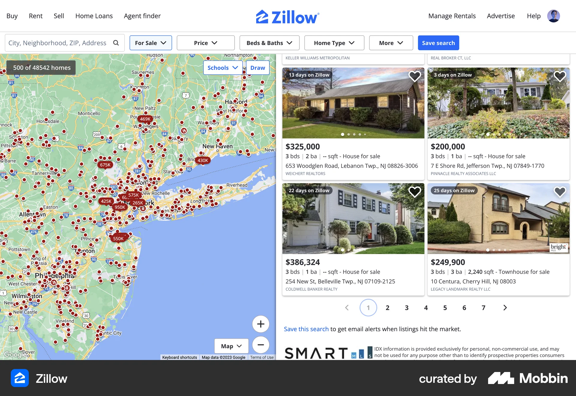 Zillow Web Real Estate App screen