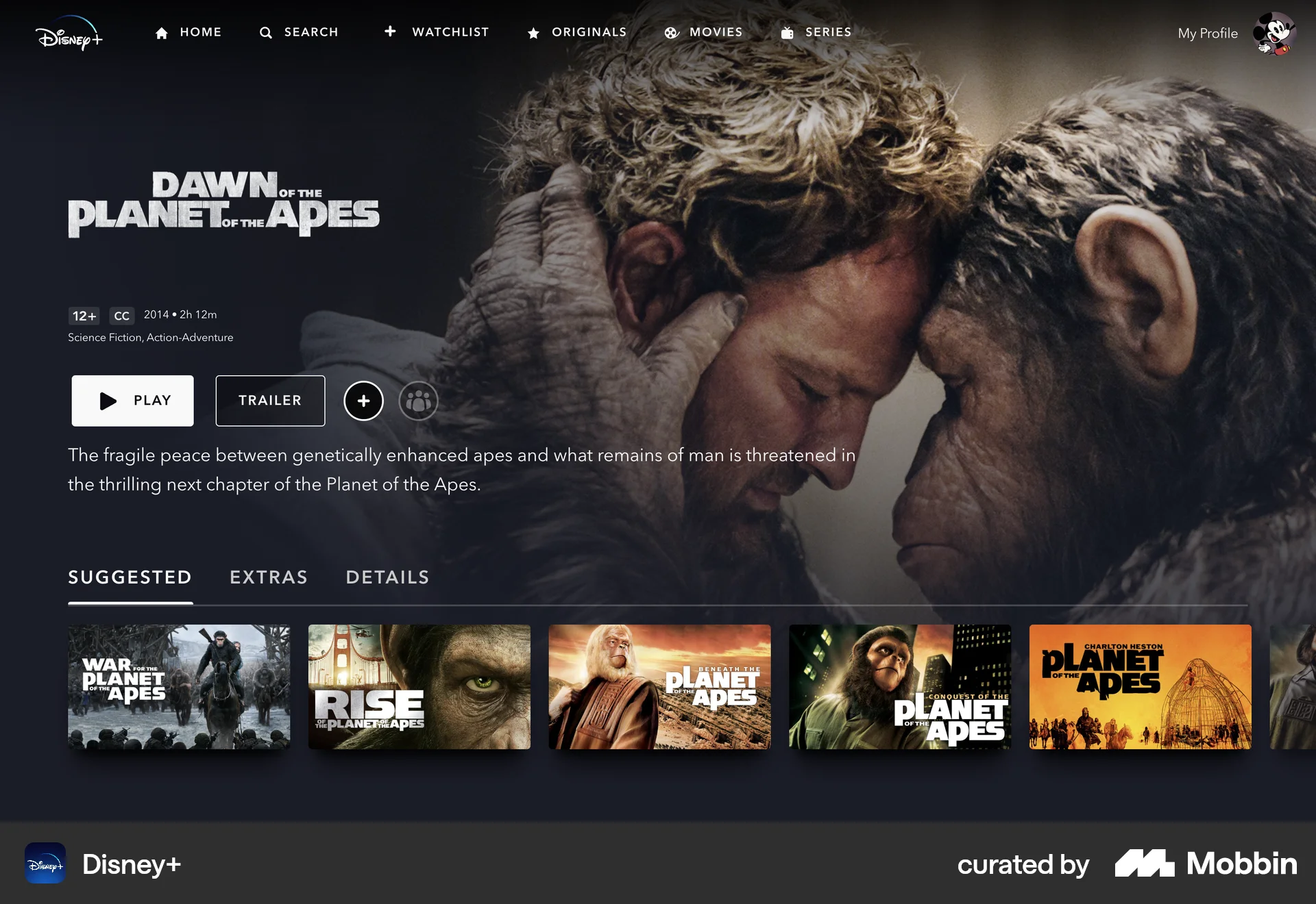 Disney+ Web TV Show & Movie Detail screen