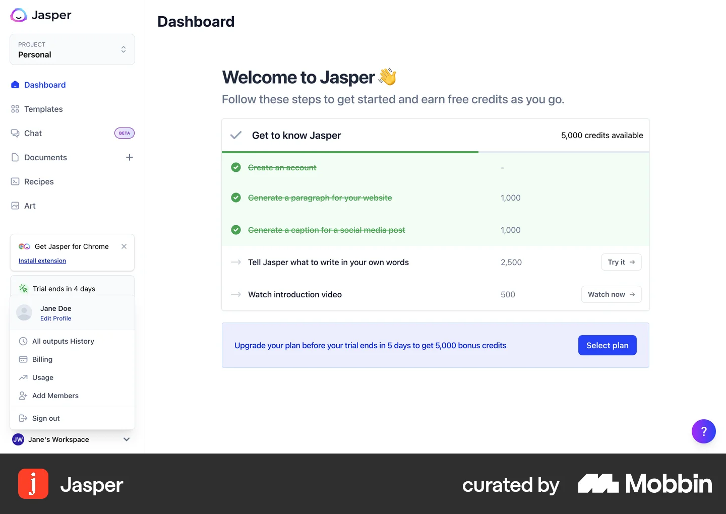 Flow Jasper Jasper Web Dashboard Flow | Mobbin