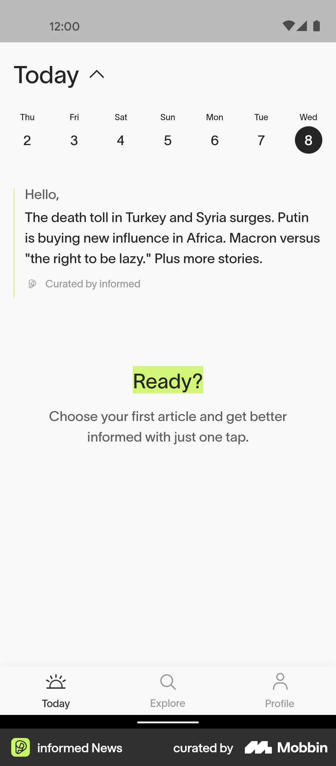 informed News Android News Feed screen