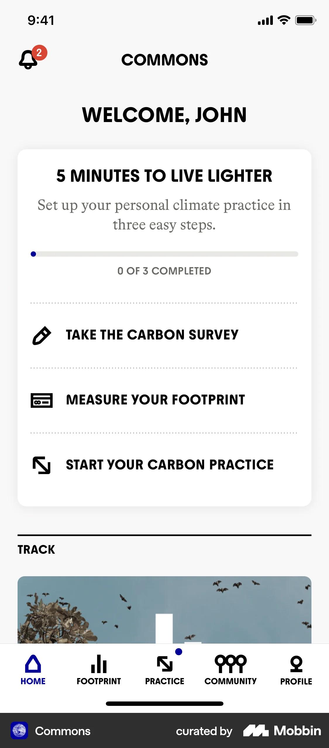Commons iOS screen containing Tab Bar UI element