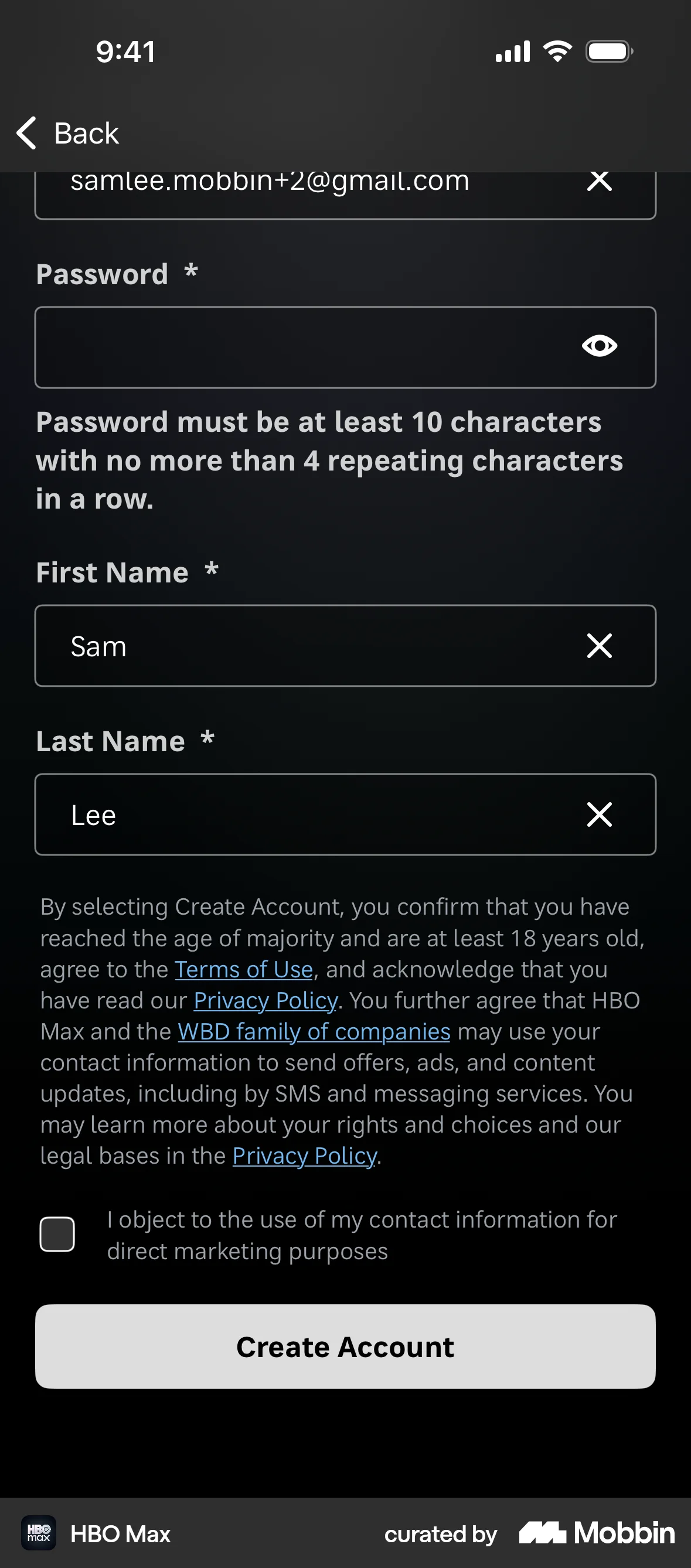 HBO Max Onboarding screen