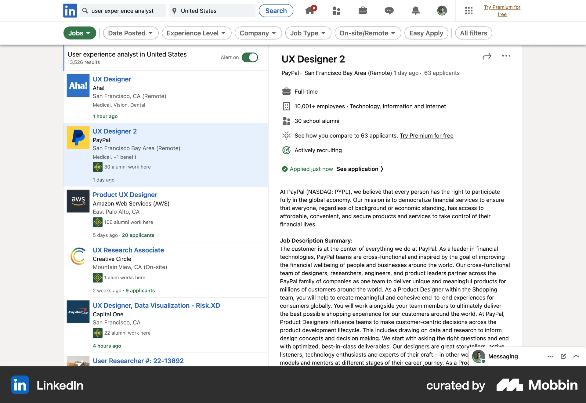 LinkedIn Web Other Action screen