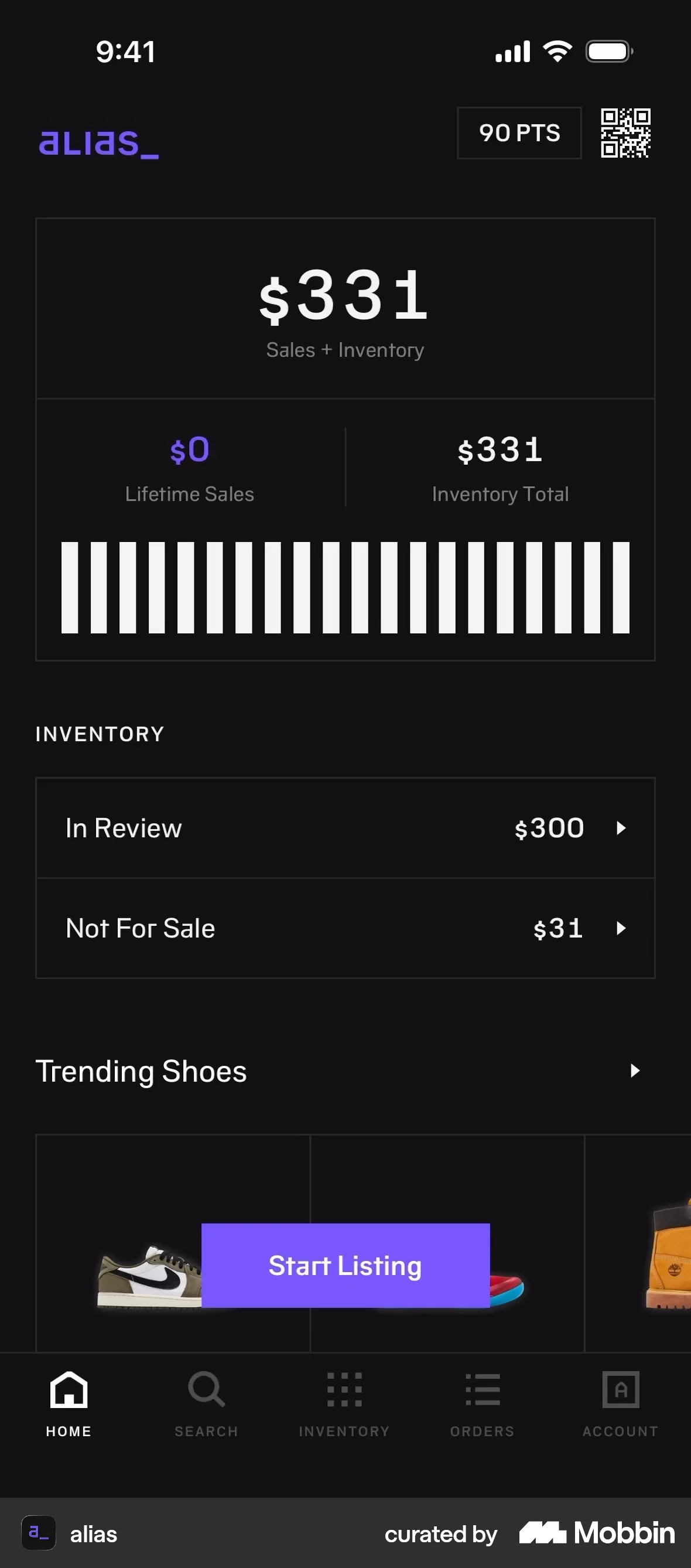 alias iOS Mobile App Design screen