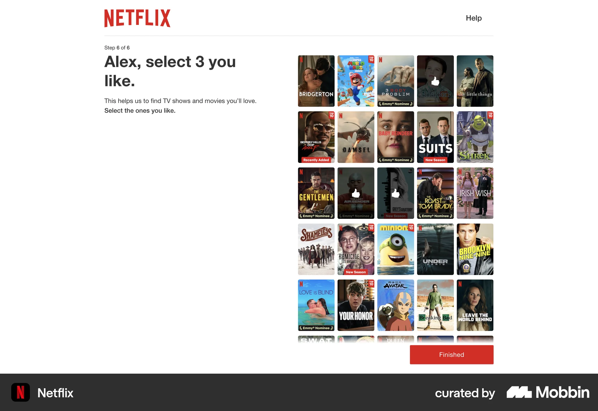 Netflix Web Account Setup screen