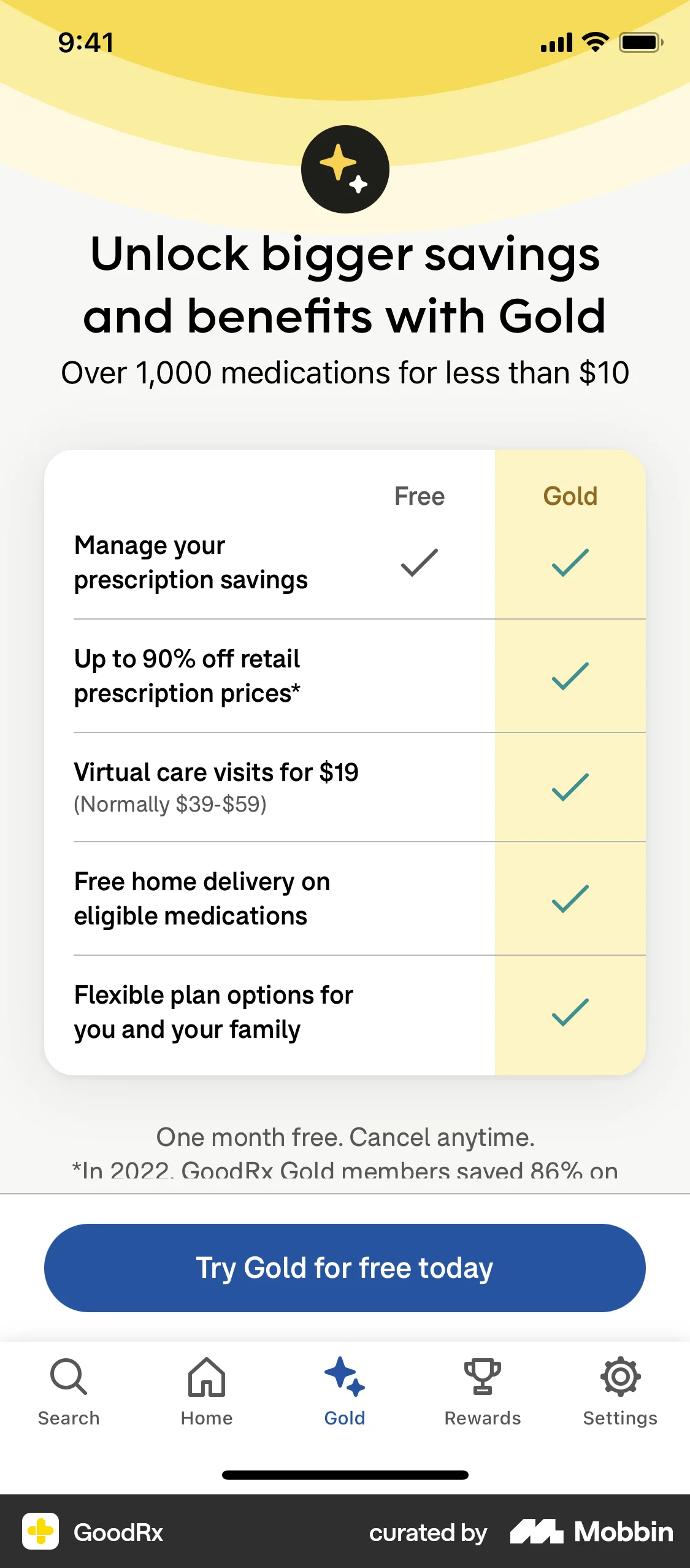 GoodRx iOS Subscription & Paywall screen