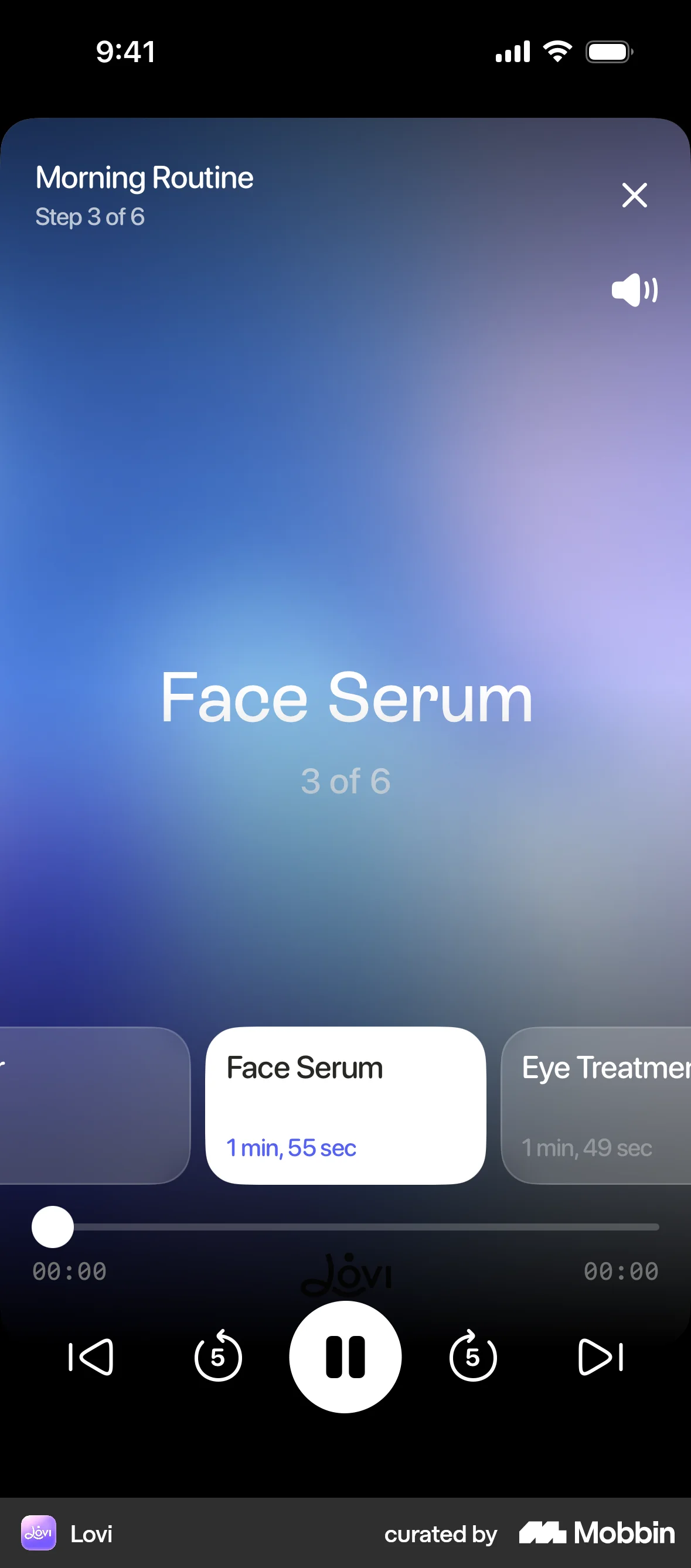 Lovi iOS Glassmorphism screen