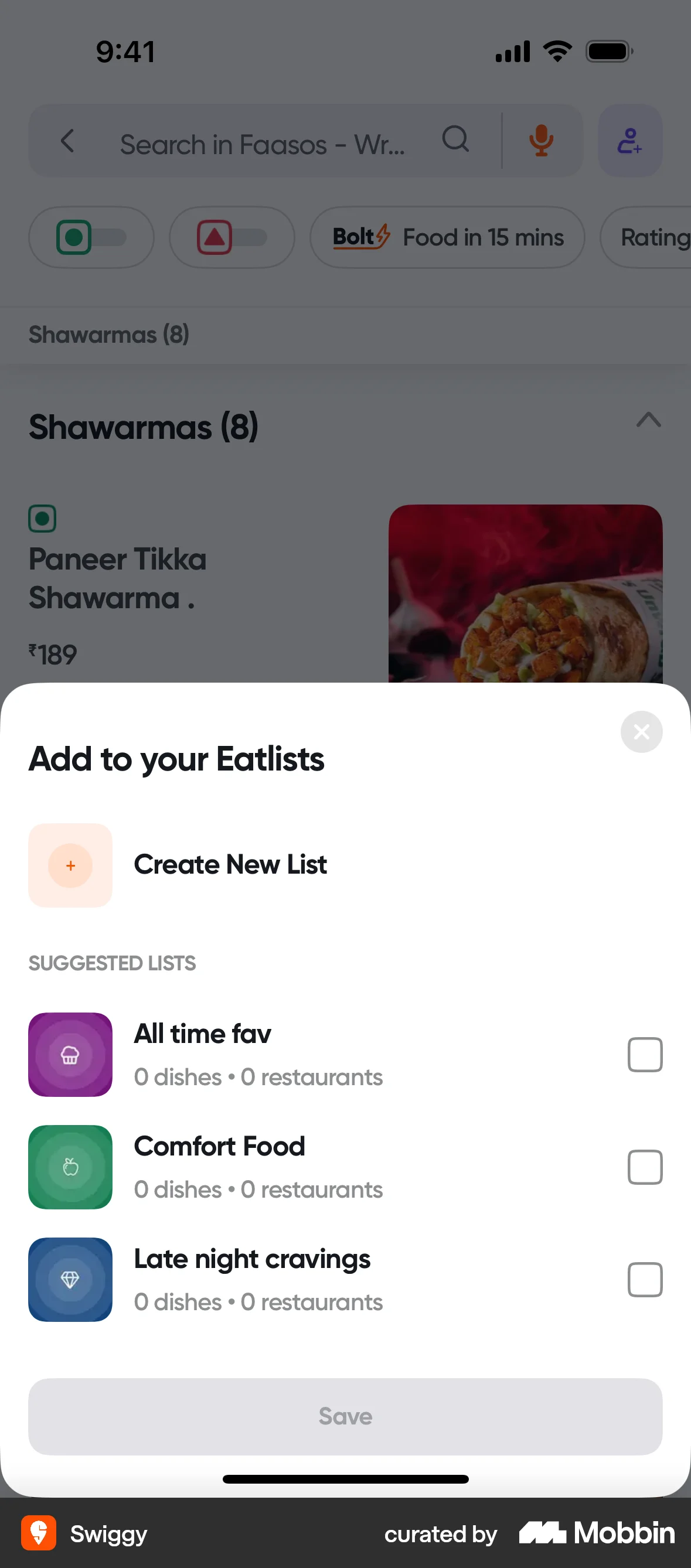 Swiggy iOS Suggestions & Similar Items screen