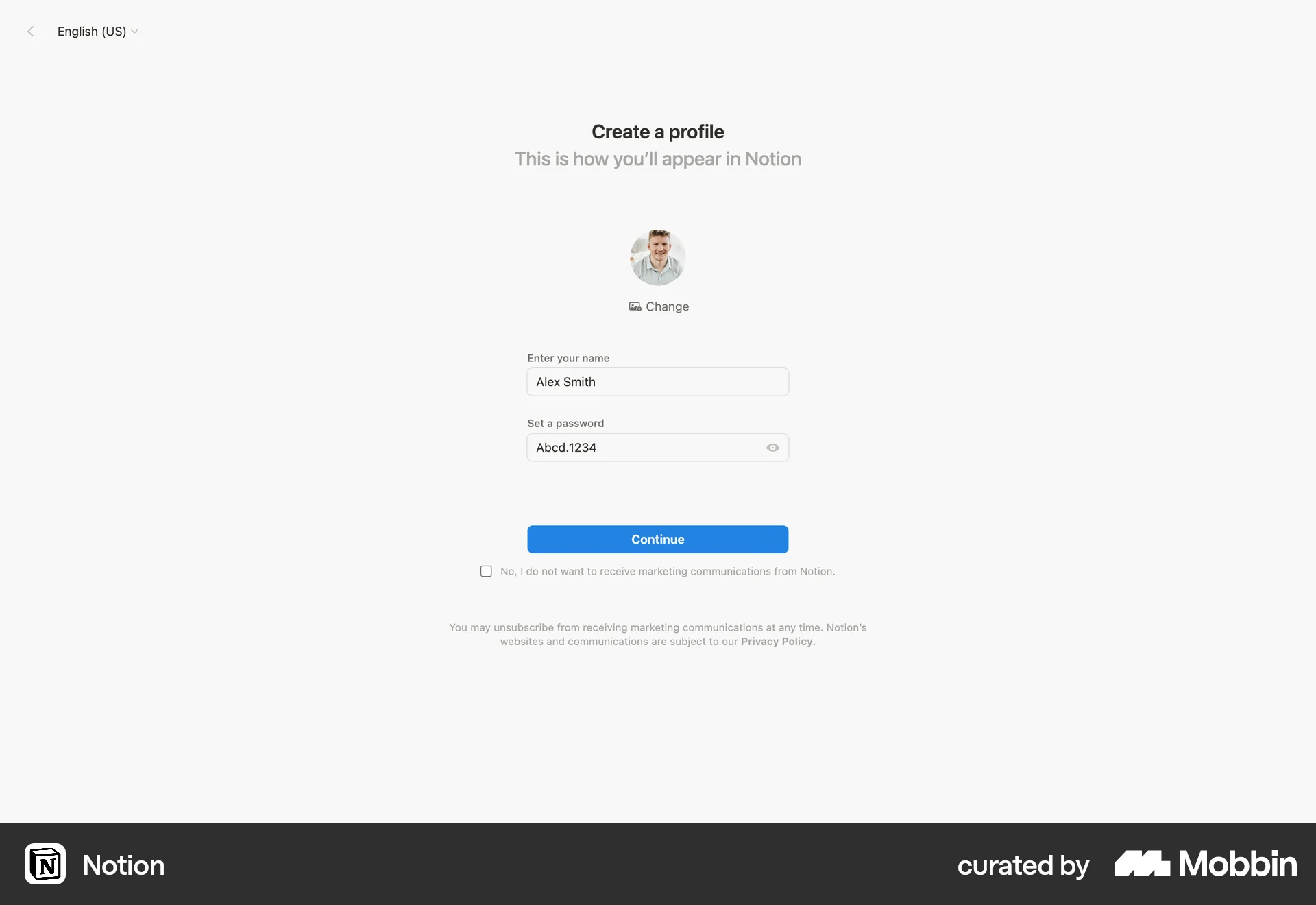 Notion Web Collaboration App screen