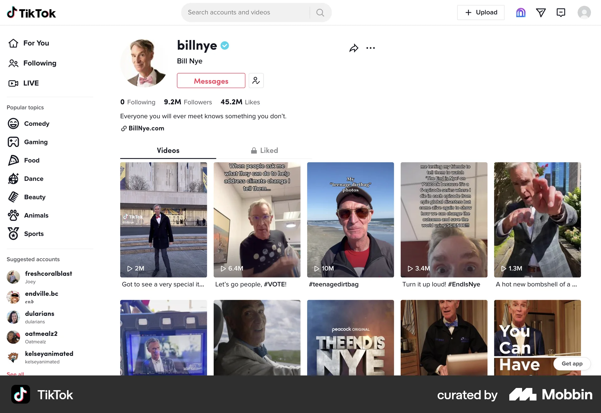 TikTok Web Social Networking App screen