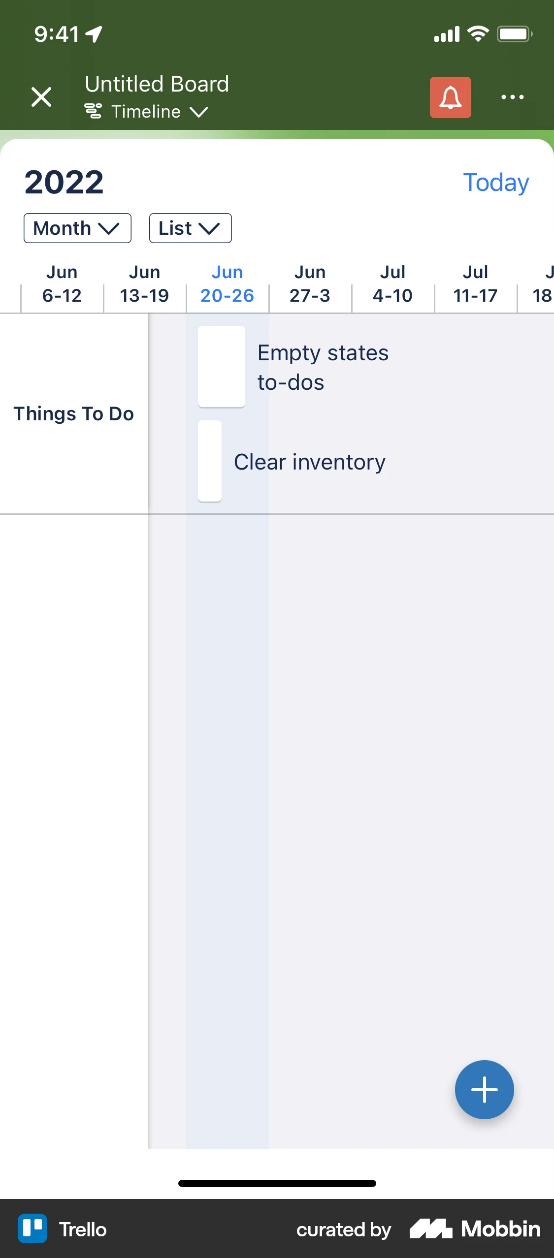 Trello iOS Goal & Task screen