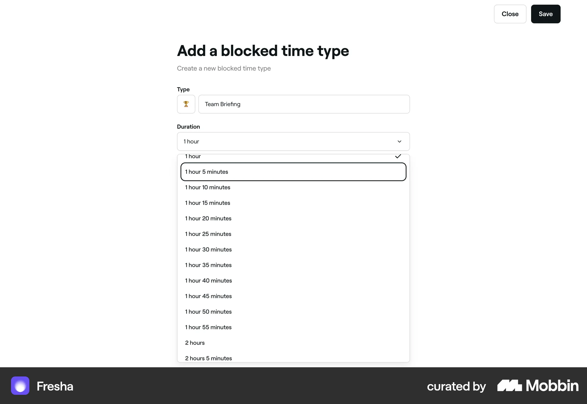 Fresha Web screen containing Time Picker UI element