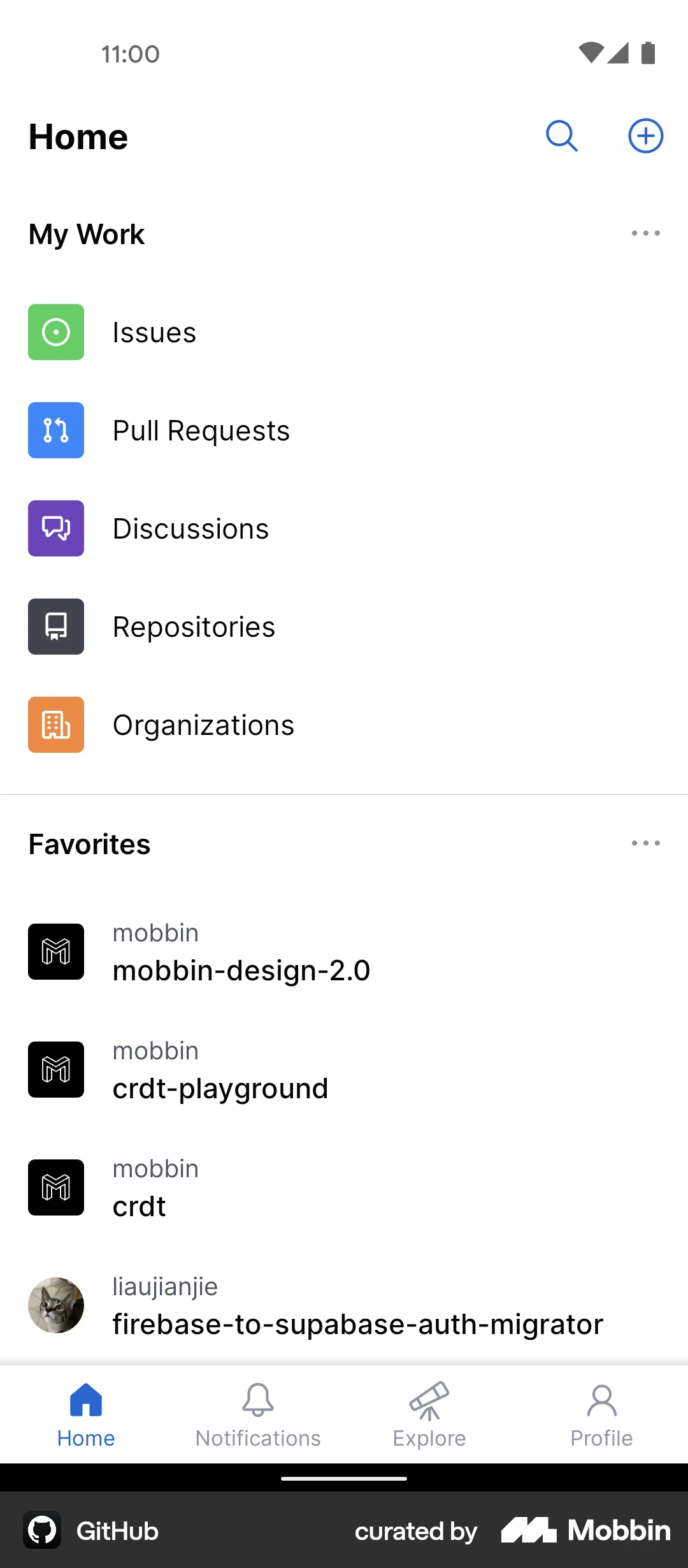 GitHub screen