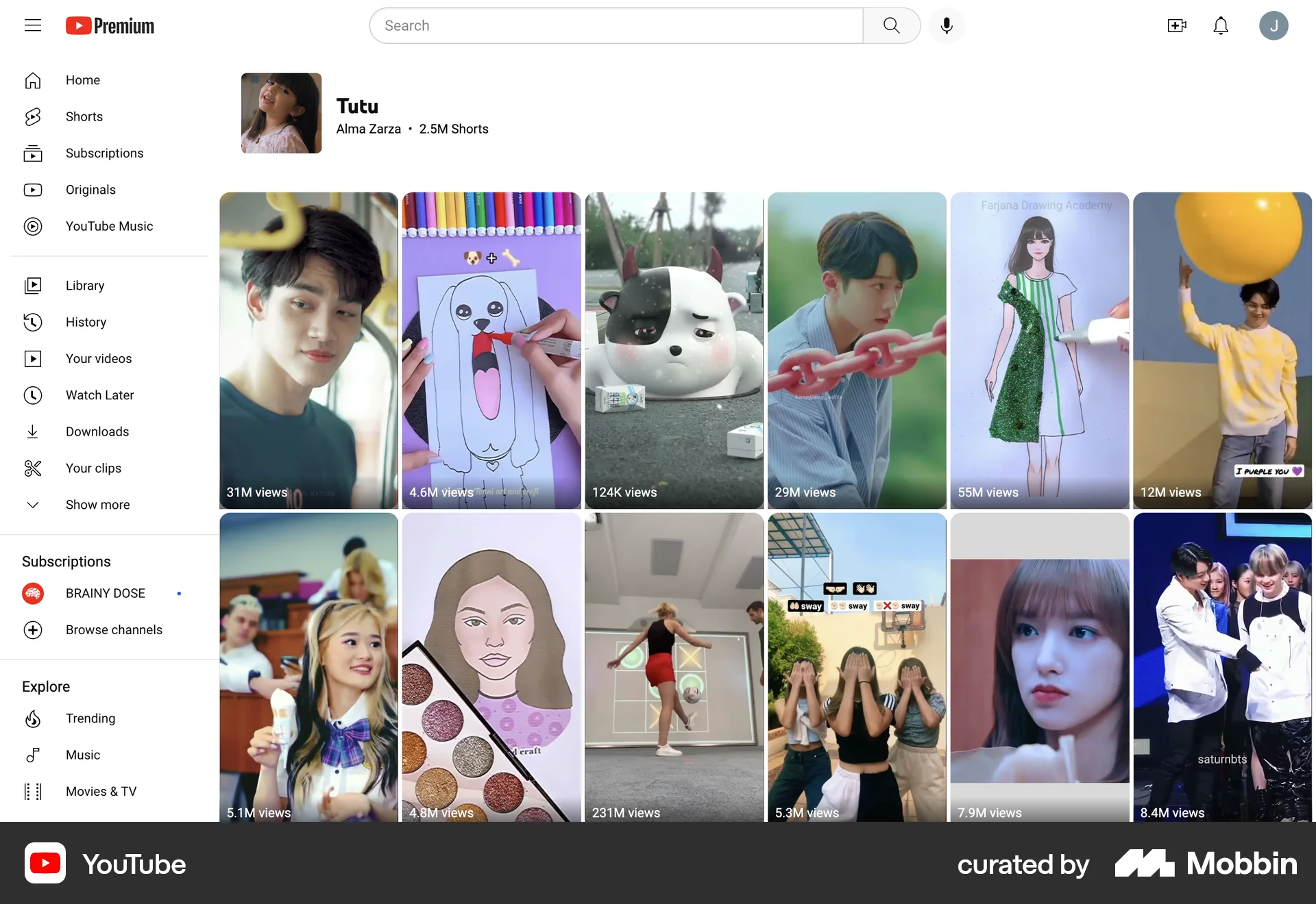 YouTube Web User / Group Profile screen