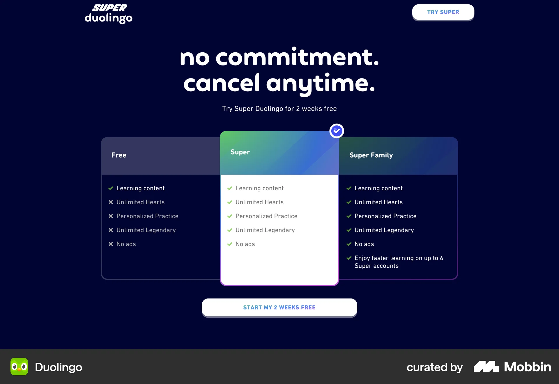 Duolingo Web Select screen